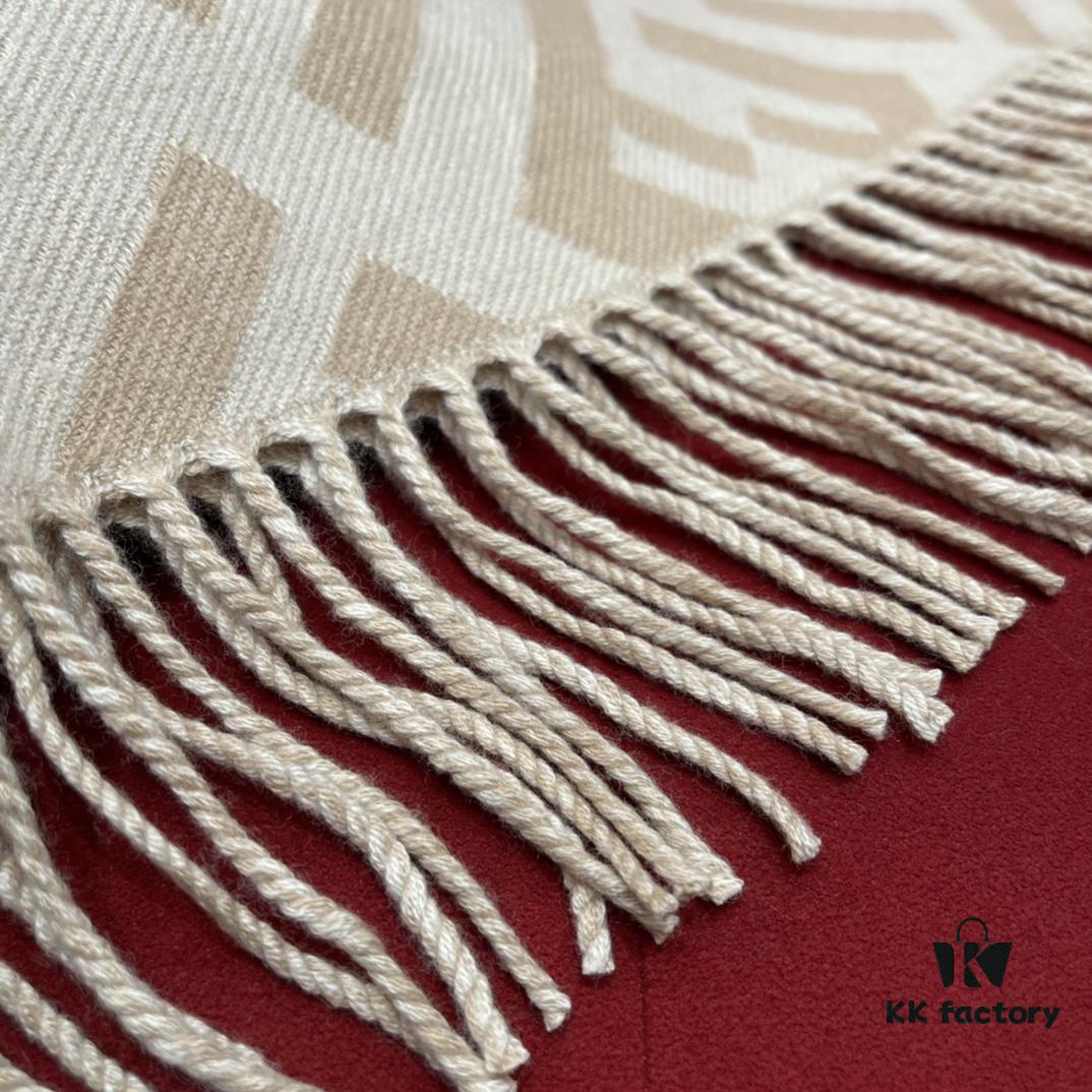 6931a927ccd8ab3d7af9d8db New Color Fendi Large Fringe Logo Double-Sided Cashmere Scarf FF Monogram in Perfect Autumn-Winter Hue