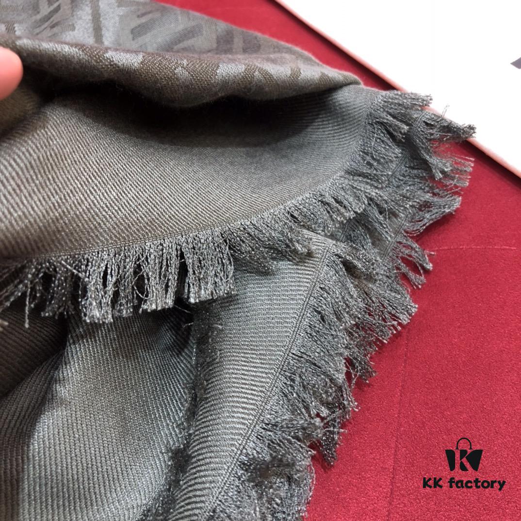 6931a928ccd8ab3d7af9d8e2 In Stock FENDI Ultra Soft and Smooth Green Shawl/Scarf, Dual-Sided Wear, 140*140cm, 30% Silk 70% Wool, Embossed FF Pattern
