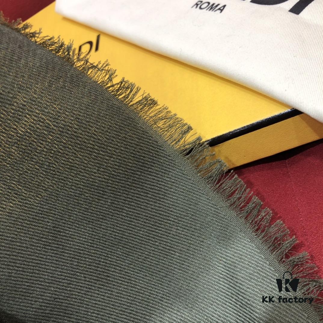 6931a928ccd8ab3d7af9d8e3 In Stock FENDI Ultra Soft and Smooth Green Shawl/Scarf, Dual-Sided Wear, 140*140cm, 30% Silk 70% Wool, Embossed FF Pattern