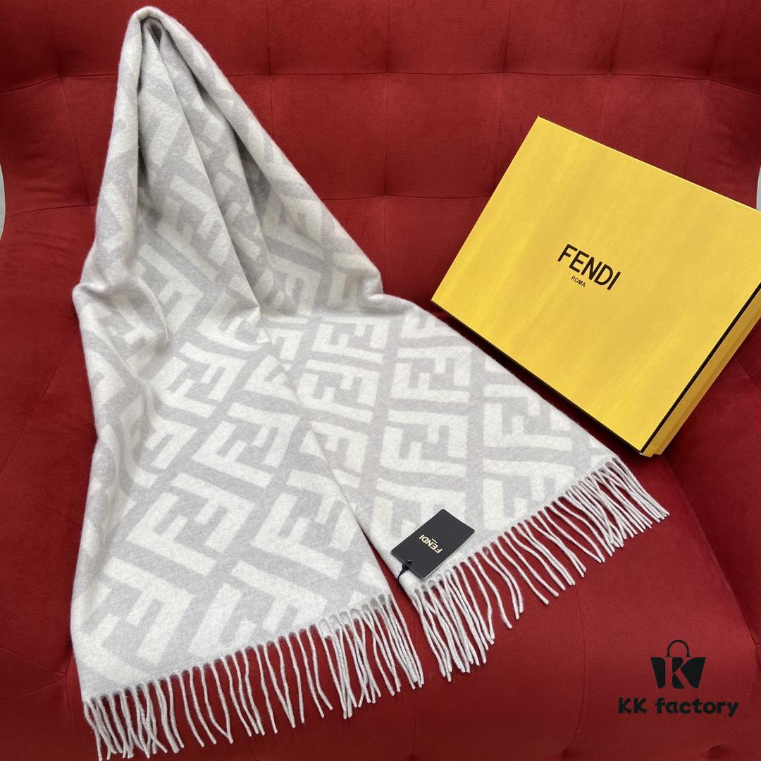 6931a928ccd8ab3d7af9d8e6 In Stock & Ready to Ship - Fendi Large Fringe Logo Double-Sided Cashmere Scarf, FF Monogram in Perfect Autumn-Winter Hue, 100% Premium Cashmere, Ultra Warm and Exceptionally Soft, 170×45cm