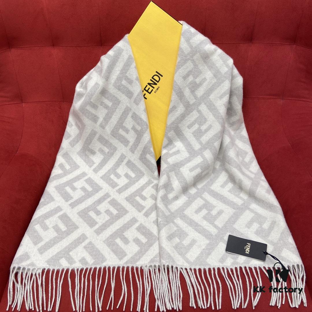 6931a928ccd8ab3d7af9d8e8 In Stock & Ready to Ship - Fendi Large Fringe Logo Double-Sided Cashmere Scarf, FF Monogram in Perfect Autumn-Winter Hue, 100% Premium Cashmere, Ultra Warm and Exceptionally Soft, 170×45cm
