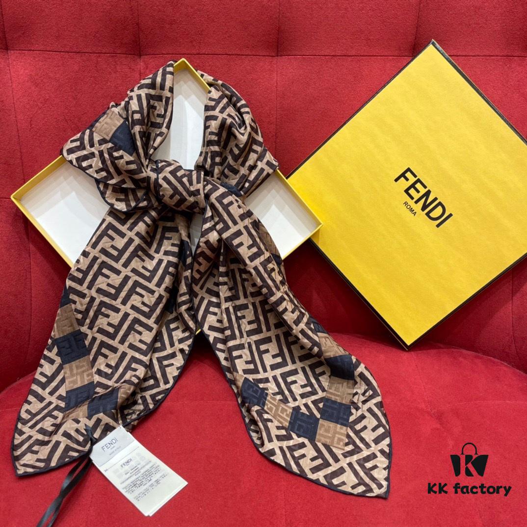 6931a929ccd8ab3d7af9d8fa Fendi FF Monogram Washed Twill Silk Jacquard Scarf – Luxuriously Soft and Timelessly Elegant