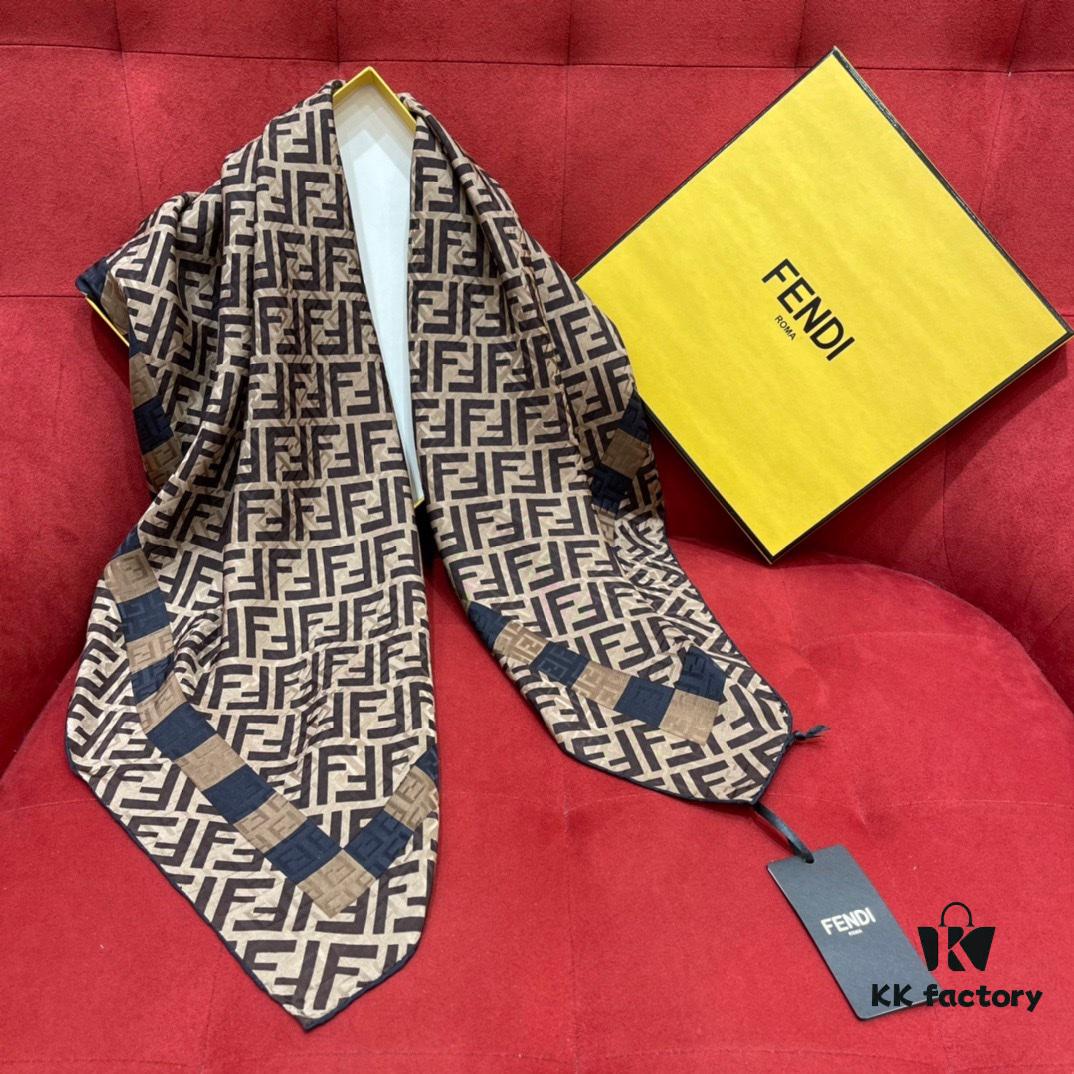 6931a929ccd8ab3d7af9d8fb Fendi FF Monogram Washed Twill Silk Jacquard Scarf – Luxuriously Soft and Timelessly Elegant