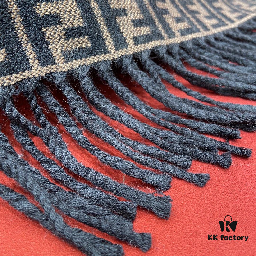 FENDI 100% Cashmere Scarf with Small FF Pattern – Elegant and Luxurious Winter Essential