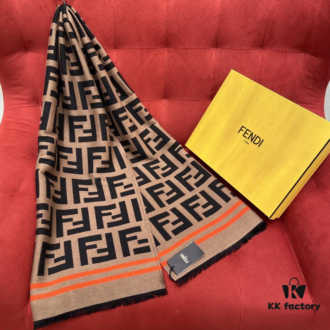FENDI FF Monogram Classic Scarf with Orange Trim – The Legendary Scarf You Can't Buy Even with Money