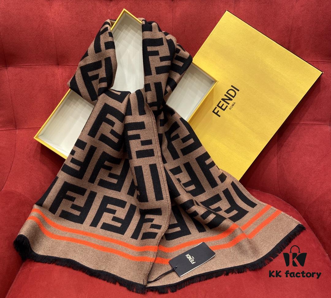 FENDI FF Monogram Classic Scarf with Orange Trim – The Legendary Scarf You Can't Buy Even with Money