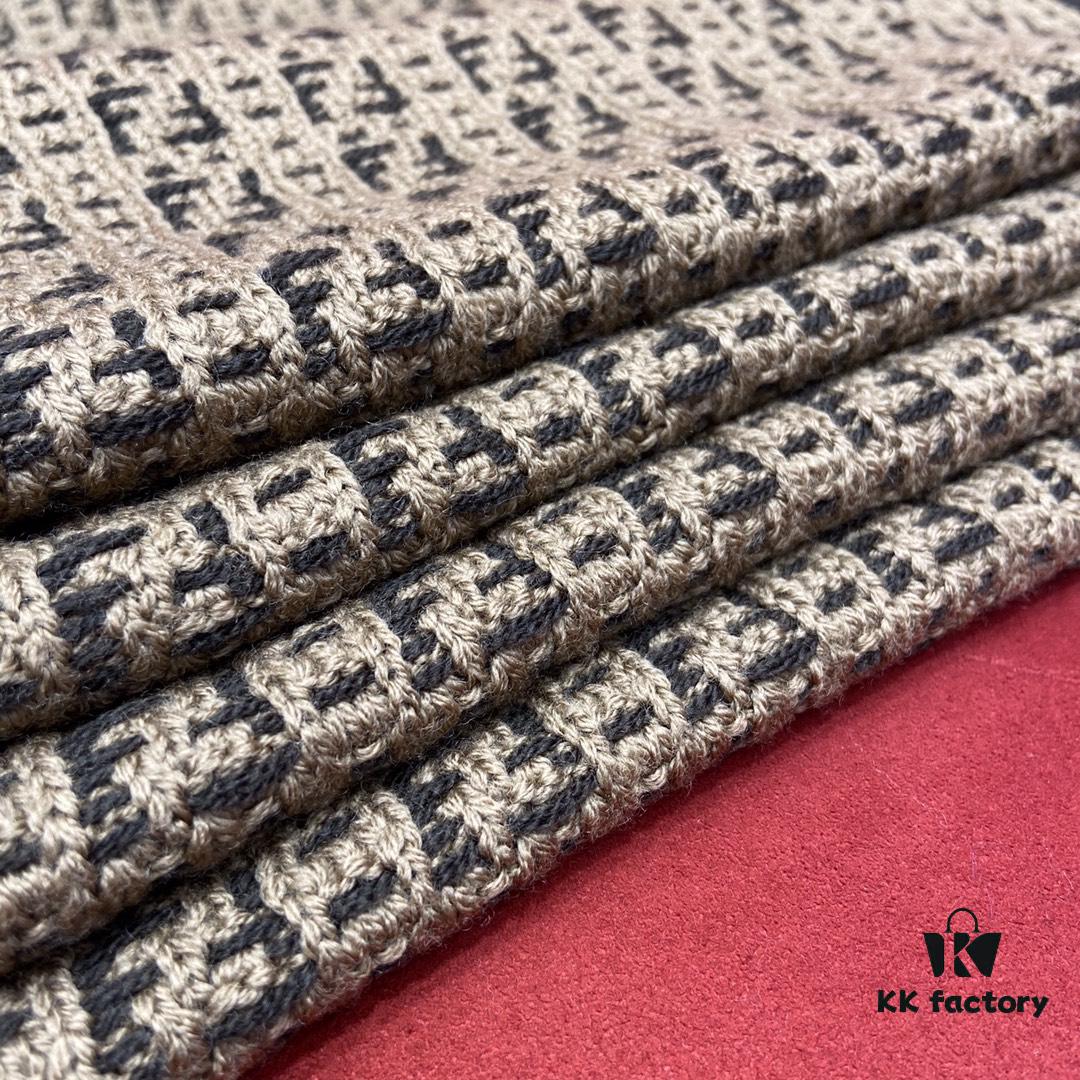 6931a92bccd8ab3d7af9d91f Brown FENDI Woven Wool Scarf 🧣 Timeless FF Monogram Pattern, Soft and Luxurious 100% Pure Wool Fabric, 30*180cm