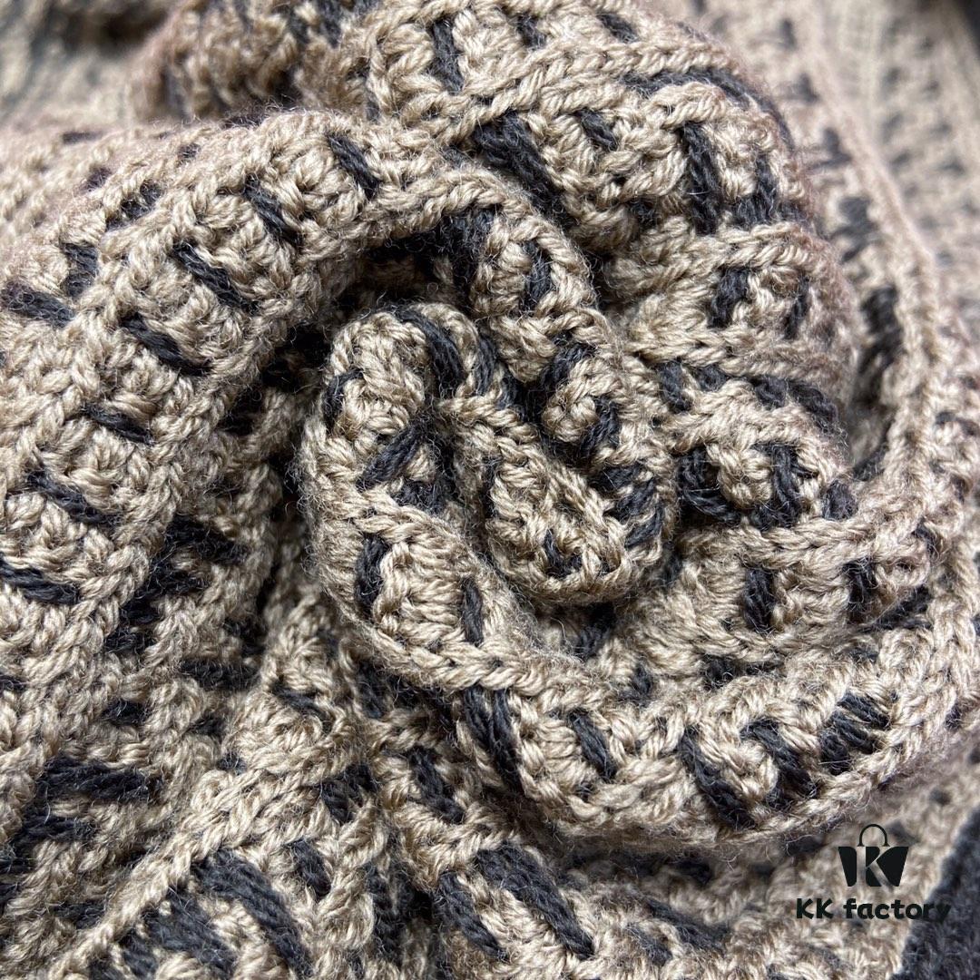 6931a92cccd8ab3d7af9d921 Brown FENDI Woven Wool Scarf 🧣 Timeless FF Monogram Pattern, Soft and Luxurious 100% Pure Wool Fabric, 30*180cm