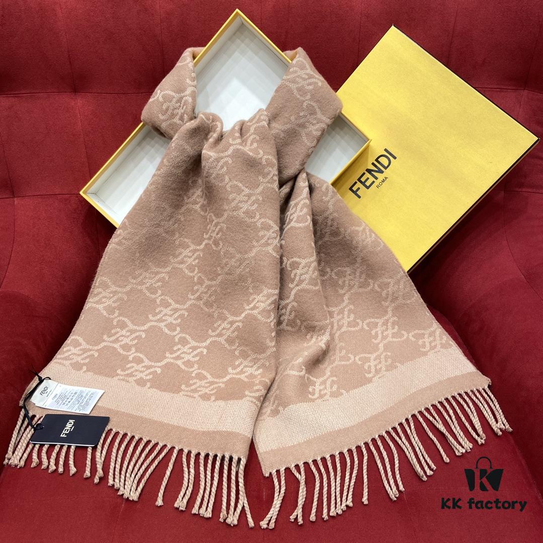 6931a92dccd8ab3d7af9d930 FENDI Autumn-Winter New Arrival Scarf – Soft, Elegant Colors That Exude Charm; Perfect for Daily Wear as a Neck Warmer or Shawl! Reversible Design, Non-Irritating, Thick and Fine Texture with 51% Wool and 49% Cashmere, 38*215cm