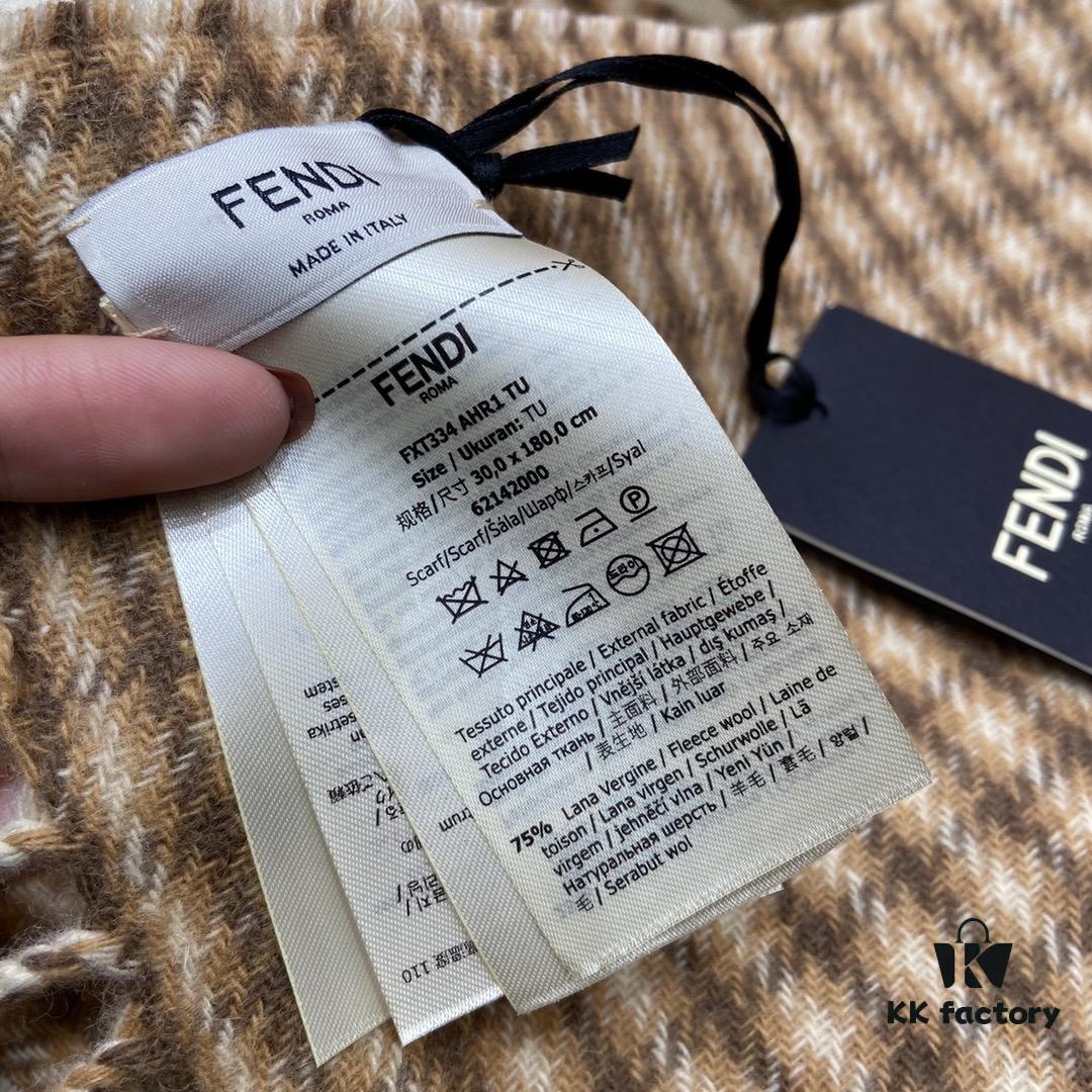 6931a92dccd8ab3d7af9d93f FENDI Autumn Winter New Checkered Double-Sided Fringe Scarf – Unisex Wear, Non-Irritating, Soft and Durable, 75% Wool 25% Cashmere, 30*180cm
