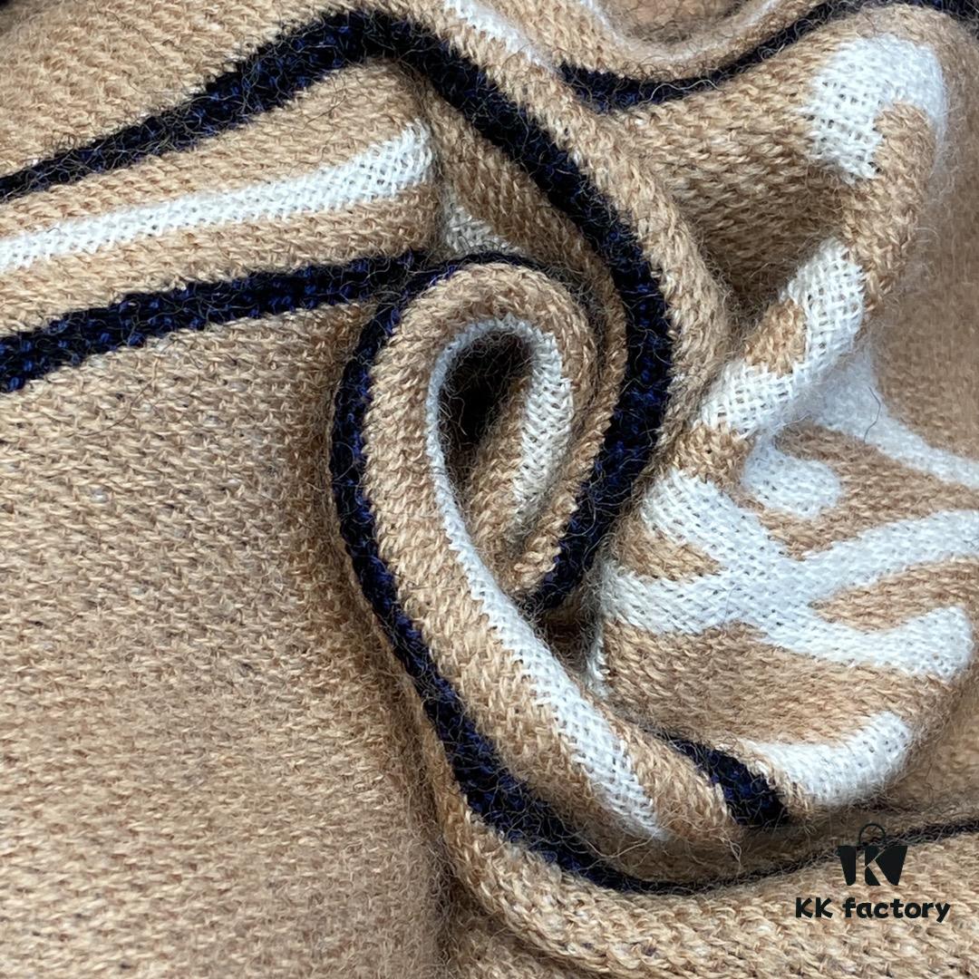 6931a92eccd8ab3d7af9d943 FENDI Double-Sided Novelty Monogram Scarf Shawl - Beige and Navy Blue, 100% Wool, Soft and Warm, 70*180cm