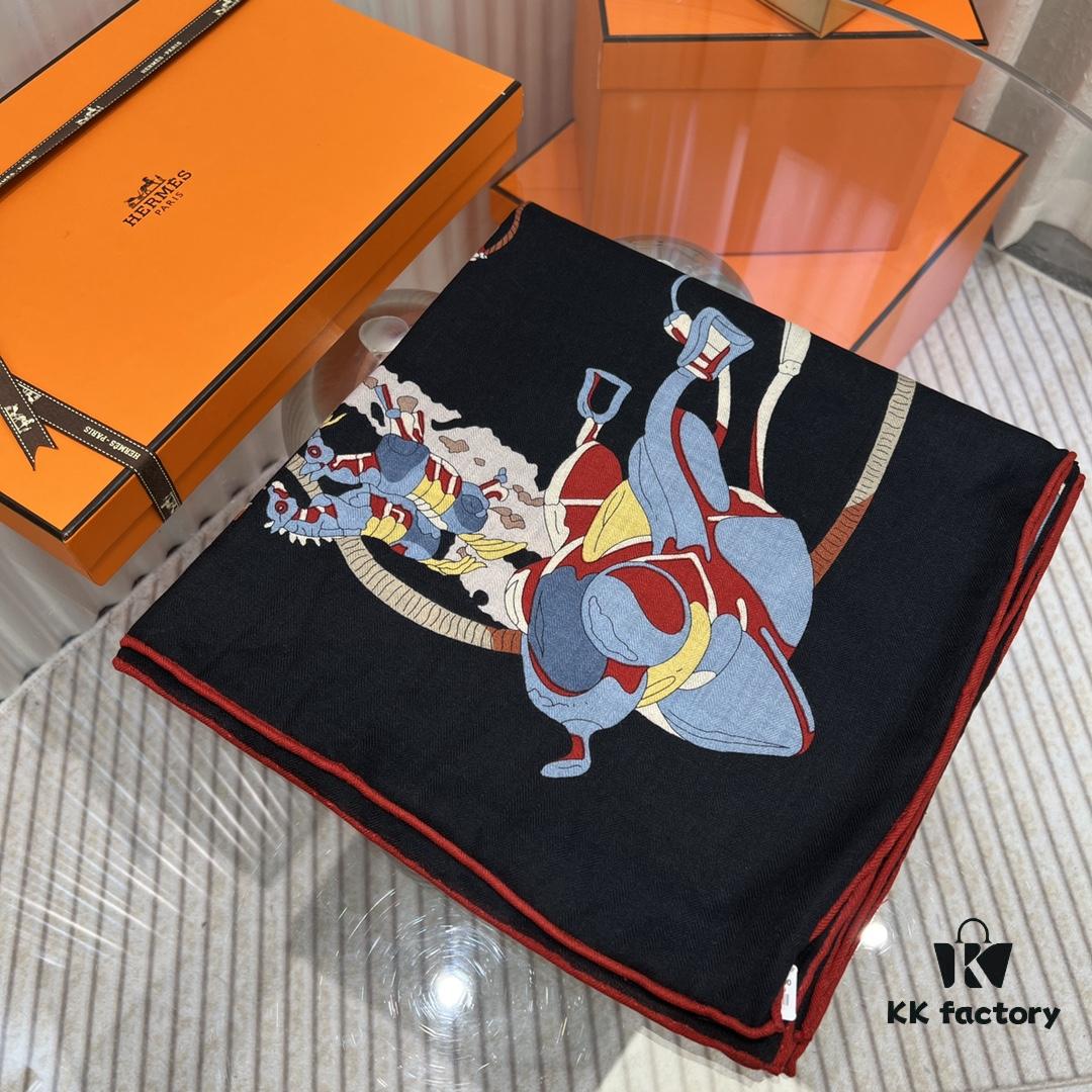 6931a930ccd8ab3d7af9d968 Hermès Classic Beautiful Silk-Wool Square Scarf 140, Hand-Rolled Edges, Premium Herringbone Cashmere Silk Blend