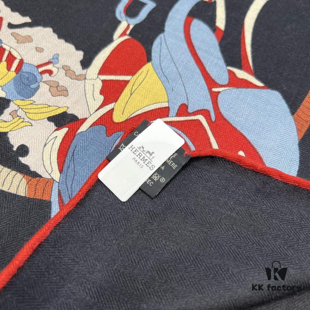 6931a930ccd8ab3d7af9d969 Hermès Classic Beautiful Silk-Wool Square Scarf 140, Hand-Rolled Edges, Premium Herringbone Cashmere Silk Blend