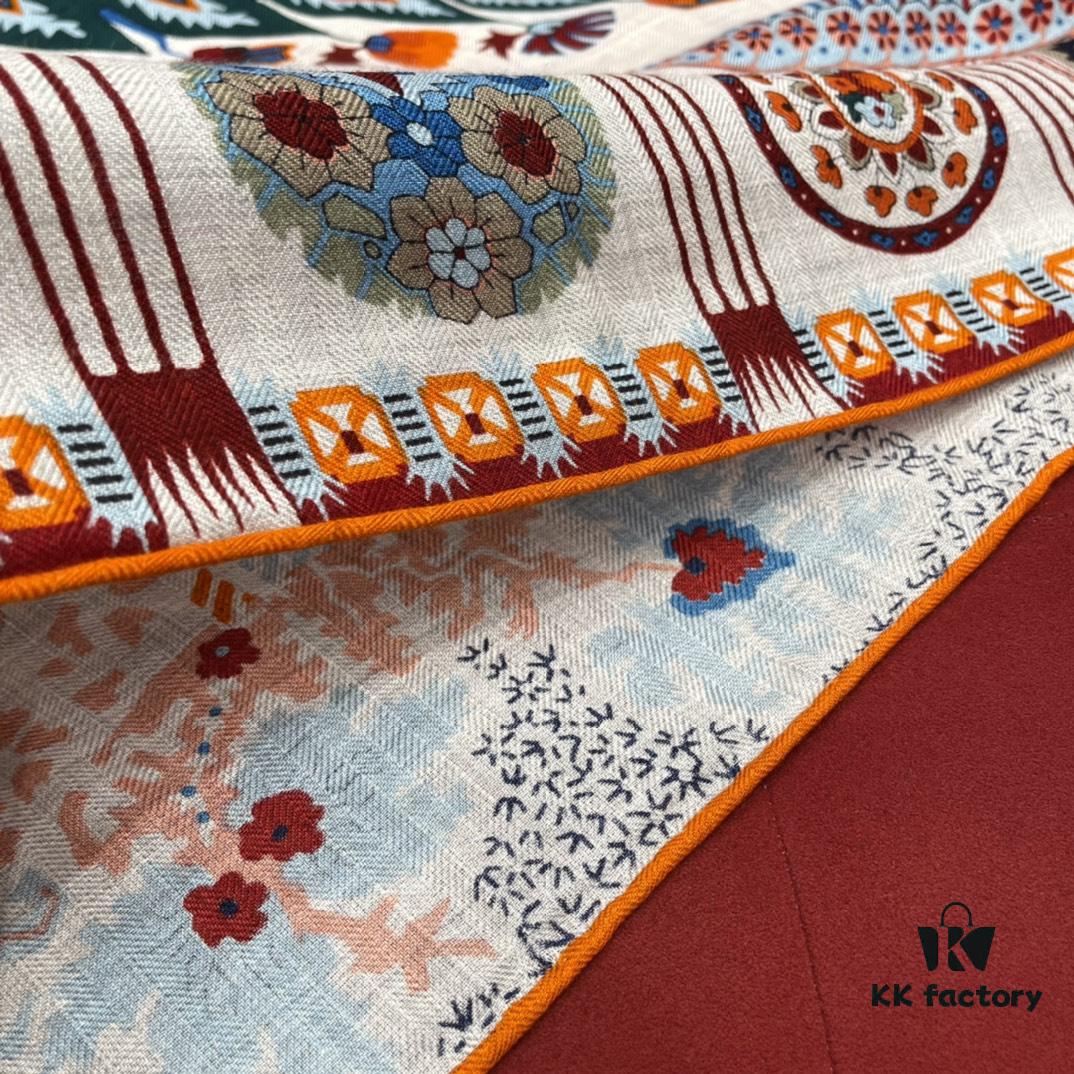 6931a930ccd8ab3d7af9d970 Hermes 100% Silk Cashmere Paisley Floral Scarf, 140x140cm