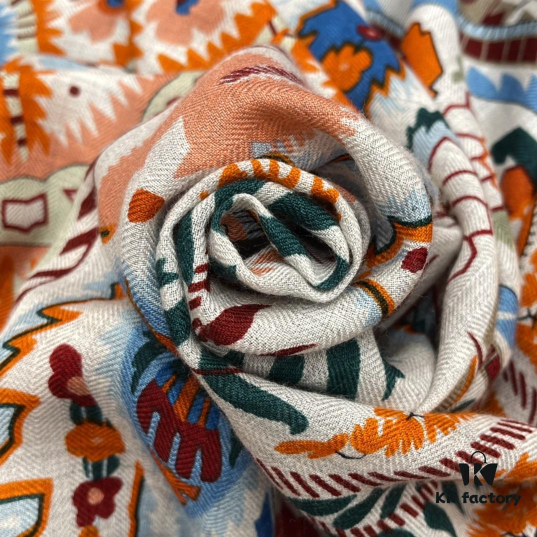 6931a931ccd8ab3d7af9d972 Hermes 100% Silk Cashmere Paisley Floral Scarf, 140x140cm