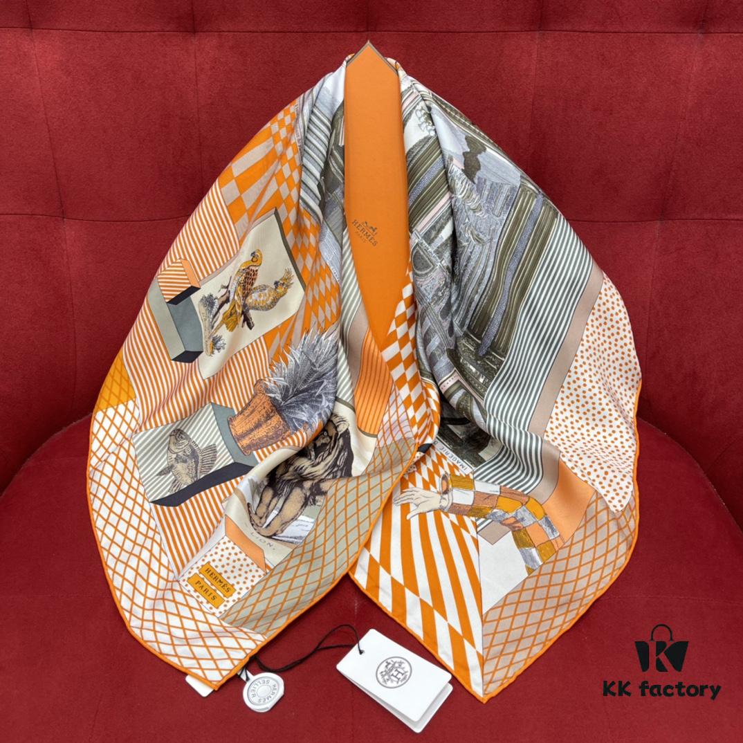 6931a931ccd8ab3d7af9d977 HERMES - New Opera House Design, Creative and Artistic Pattern Combining Wildlife and Geometric Elements with Whimsical Charm, 100% Mulberry Silk, 90*90 CM