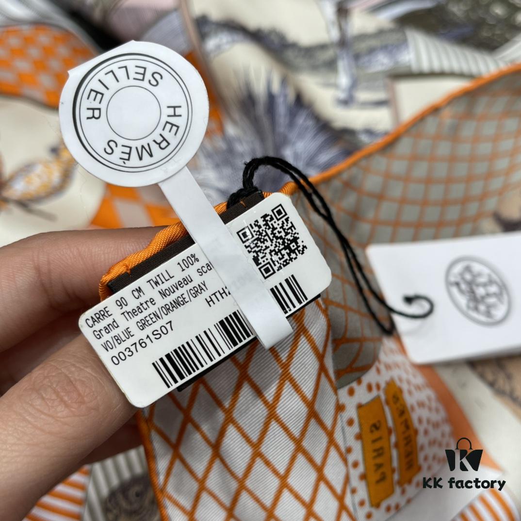 6931a931ccd8ab3d7af9d97e HERMES - New Opera House Design, Creative and Artistic Pattern Combining Wildlife and Geometric Elements with Whimsical Charm, 100% Mulberry Silk, 90*90 CM