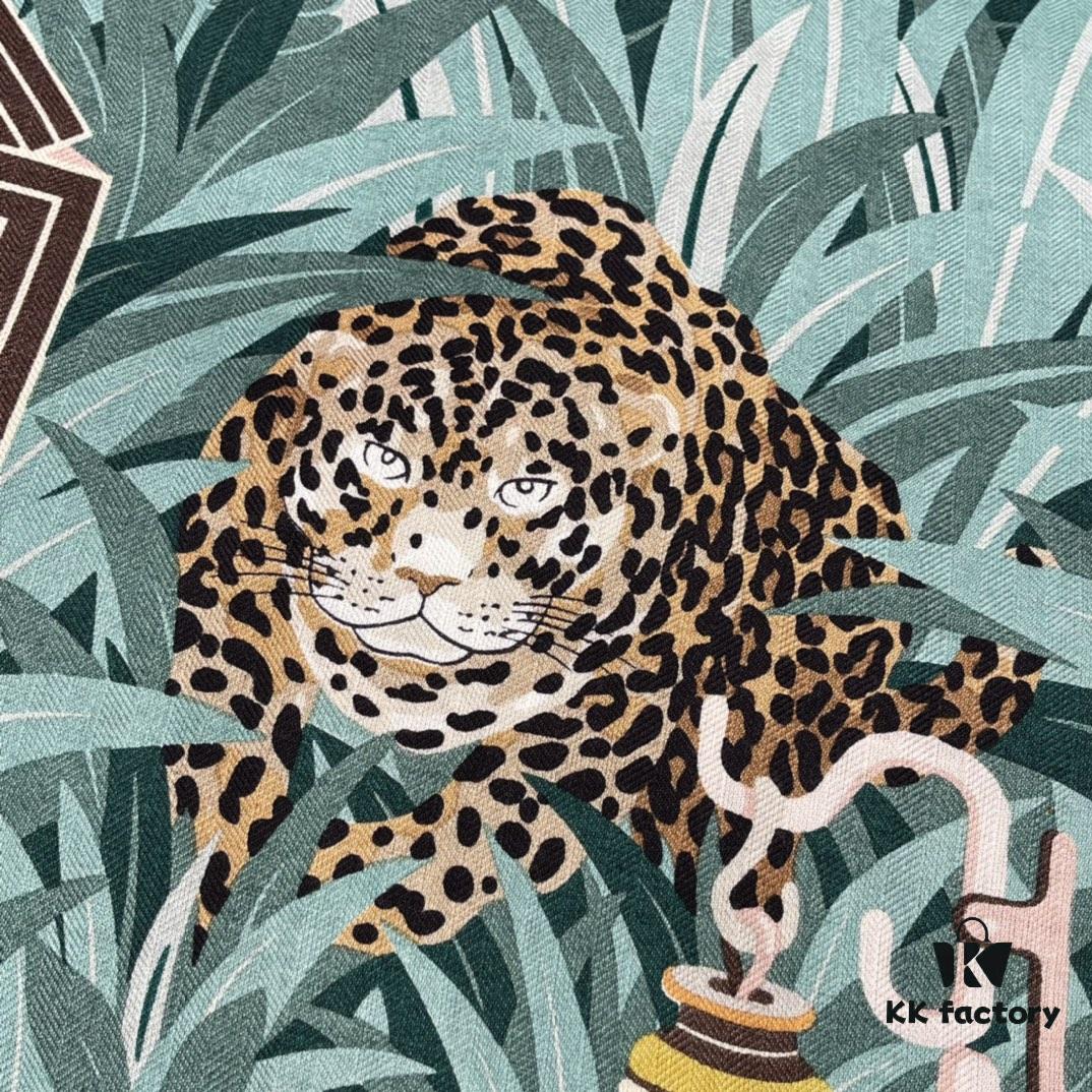 6931a932ccd8ab3d7af9d98d Hermes Shawl with Twelve Leopard Motif, 70% Cashmere and 30% Mulberry Silk, Popular 140x140 Size