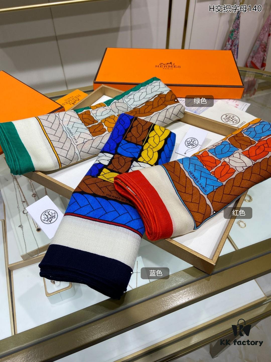 6931a936ccd8ab3d7af9d9d0 New Cashmere H Interlocking Letter 140 Scarf, 70% Cashmere + 30% Silk, Luxurious Blend, Premium Craftsmanship, Elegant Texture with 3D Pattern