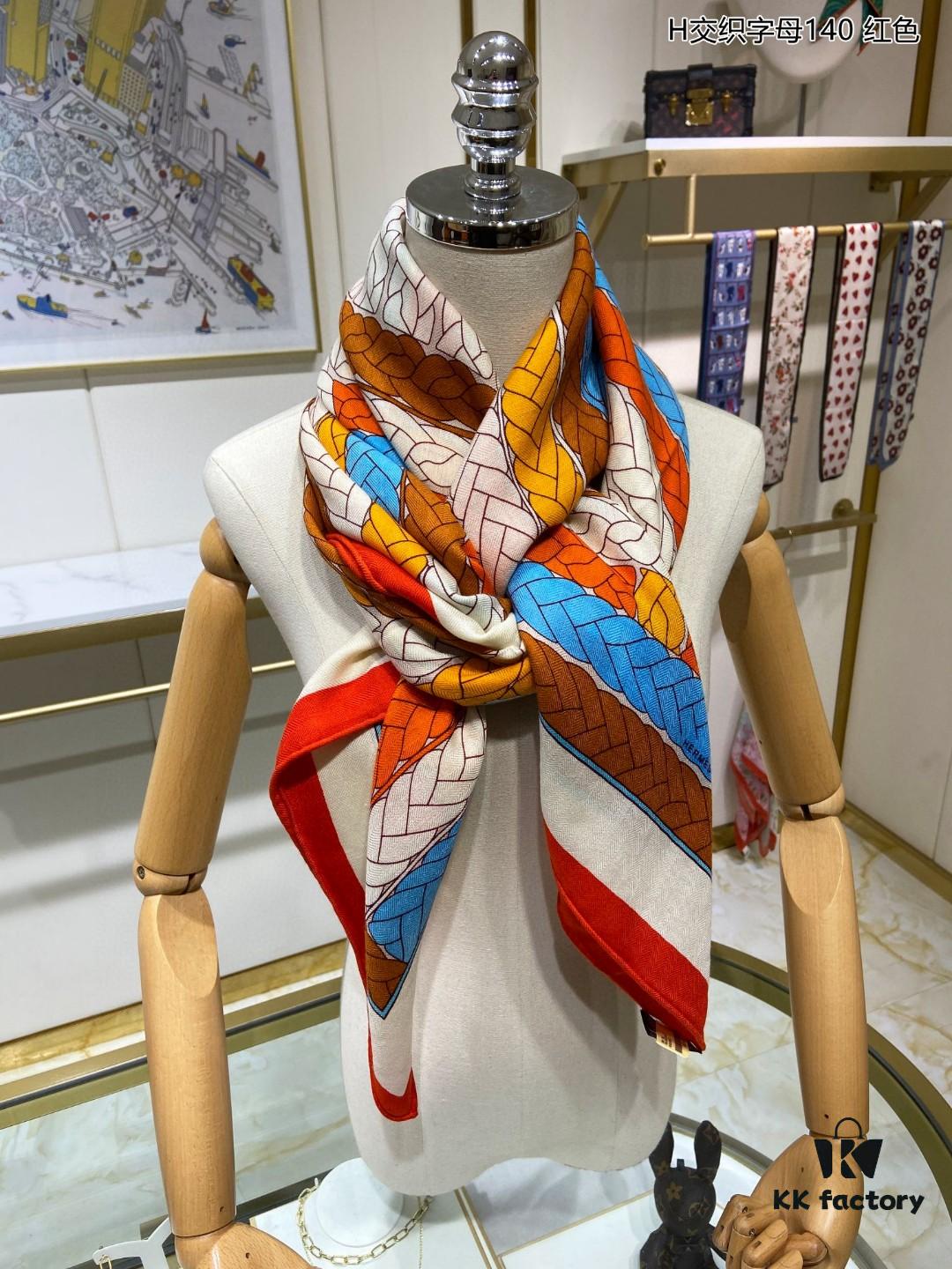 6931a937ccd8ab3d7af9d9d3 New Cashmere H Interlocking Letter 140 Scarf, 70% Cashmere + 30% Silk, Luxurious Blend, Premium Craftsmanship, Elegant Texture with 3D Pattern