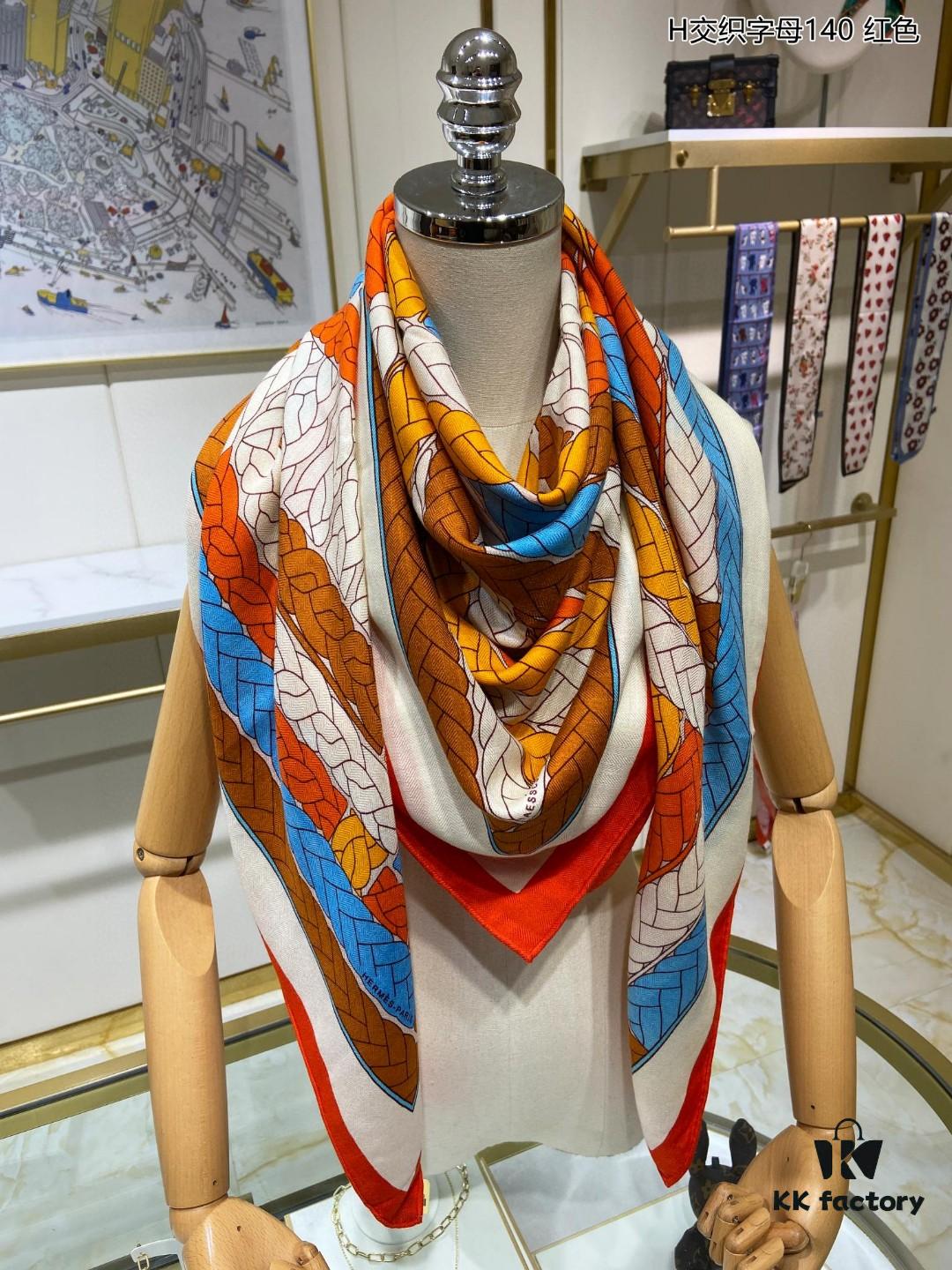 6931a937ccd8ab3d7af9d9d4 New Cashmere H Interlocking Letter 140 Scarf, 70% Cashmere + 30% Silk, Luxurious Blend, Premium Craftsmanship, Elegant Texture with 3D Pattern