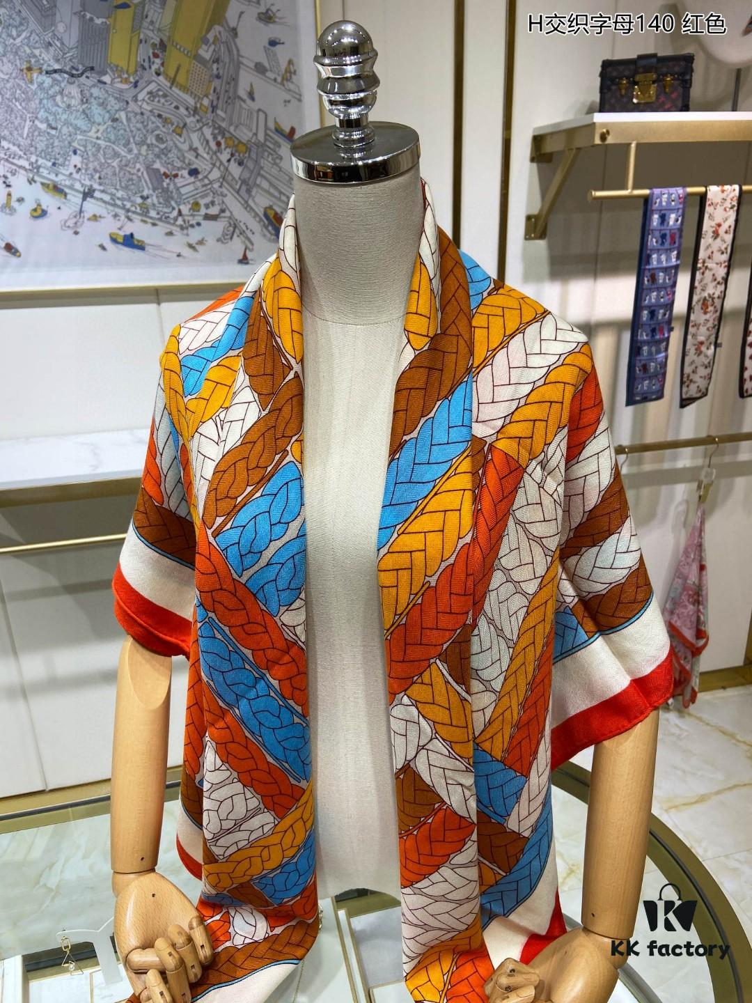 6931a937ccd8ab3d7af9d9d5 New Cashmere H Interlocking Letter 140 Scarf, 70% Cashmere + 30% Silk, Luxurious Blend, Premium Craftsmanship, Elegant Texture with 3D Pattern