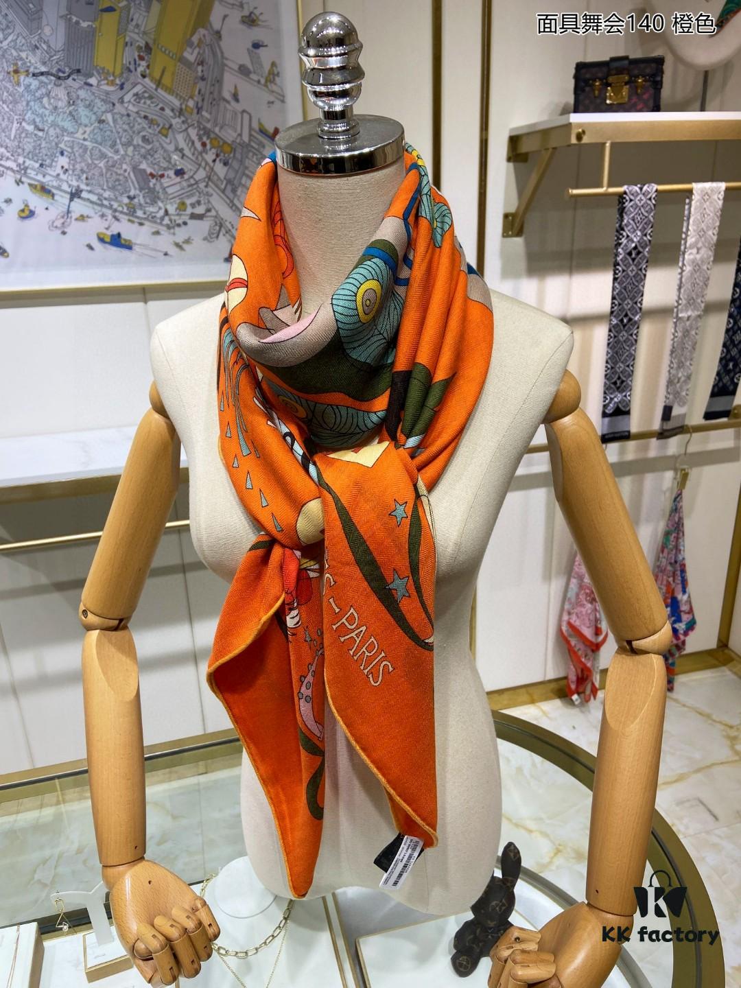 6931a939ccd8ab3d7af9d9f7 New Cashmere Scarf 'Masquerade Ball 140' – Premium Craftsmanship, 70% Cashmere + 30% Silk, 140cm x 140cm