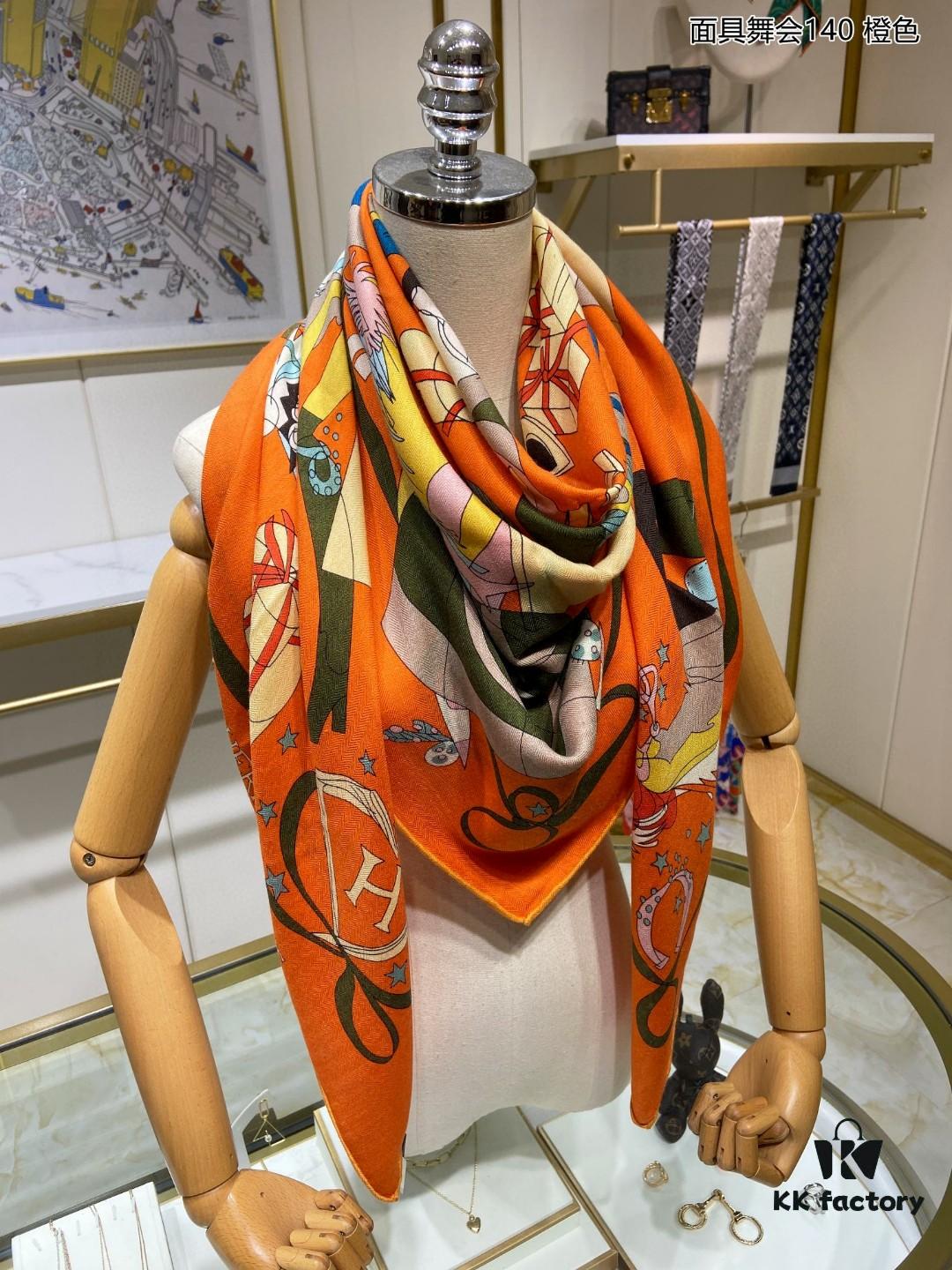 6931a939ccd8ab3d7af9d9f8 New Cashmere Scarf 'Masquerade Ball 140' – Premium Craftsmanship, 70% Cashmere + 30% Silk, 140cm x 140cm