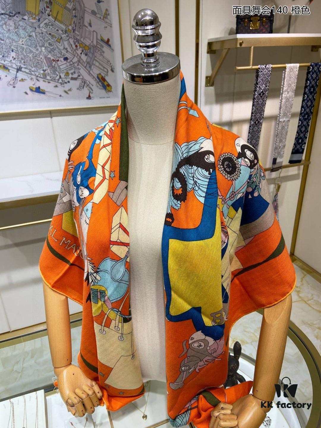 6931a939ccd8ab3d7af9d9fa New Cashmere Scarf 'Masquerade Ball 140' – Premium Craftsmanship, 70% Cashmere + 30% Silk, 140cm x 140cm