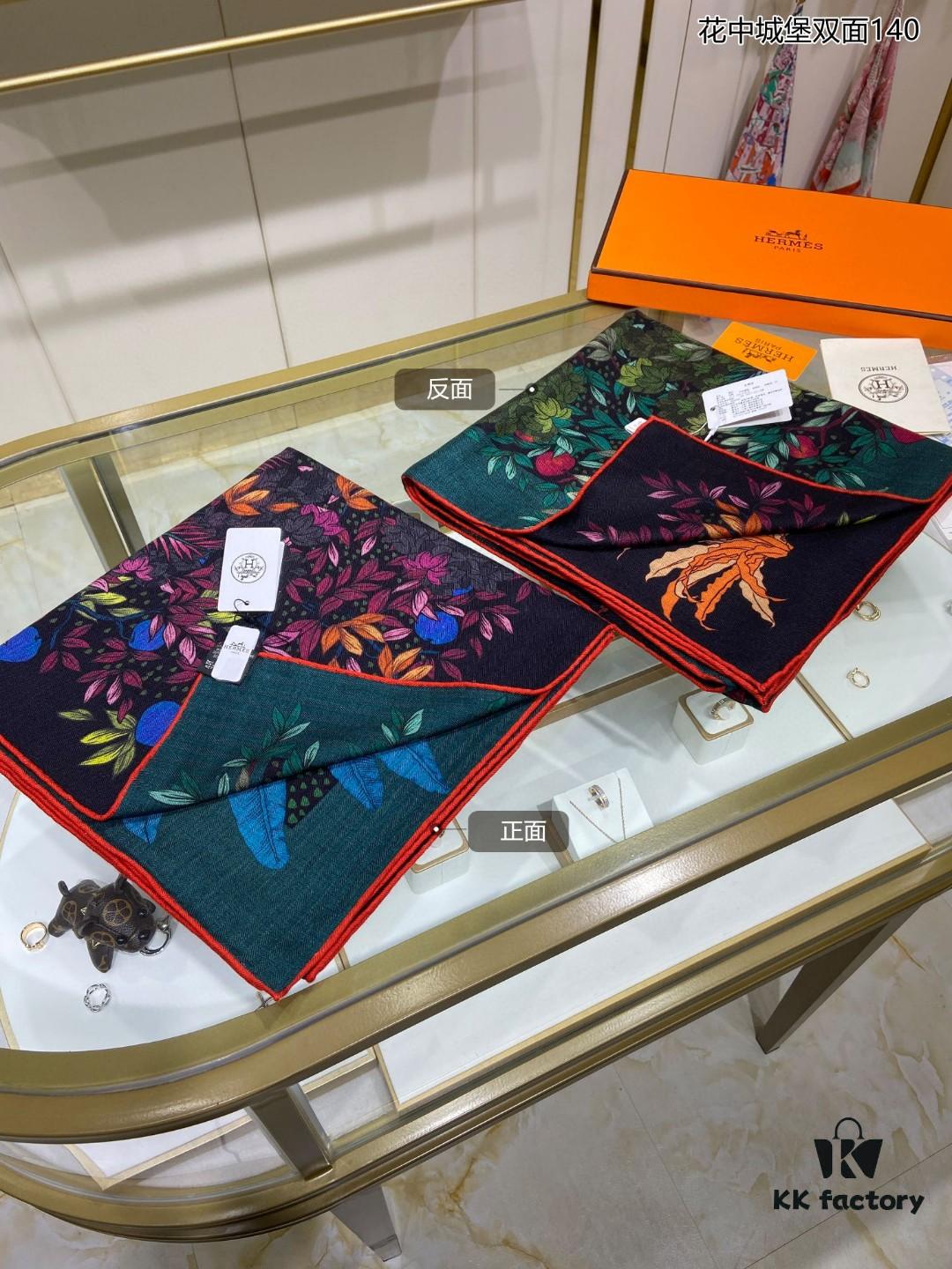 6931a93eccd8ab3d7af9da46 New Cashmere Scarf 🆕🏇🏇 Gorgeous Design Loved by All! 💕【Castle in the Flower Double-Sided 140】Cashmere Square Scarf, Two-Sided Dual Color, Top-Grade Craftsmanship, Exceptional Value! Perfect Gift 🎁💟