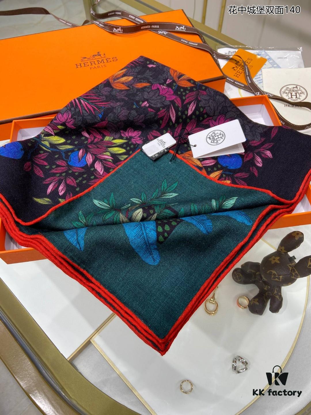 6931a93eccd8ab3d7af9da47 New Cashmere Scarf 🆕🏇🏇 Gorgeous Design Loved by All! 💕【Castle in the Flower Double-Sided 140】Cashmere Square Scarf, Two-Sided Dual Color, Top-Grade Craftsmanship, Exceptional Value! Perfect Gift 🎁💟