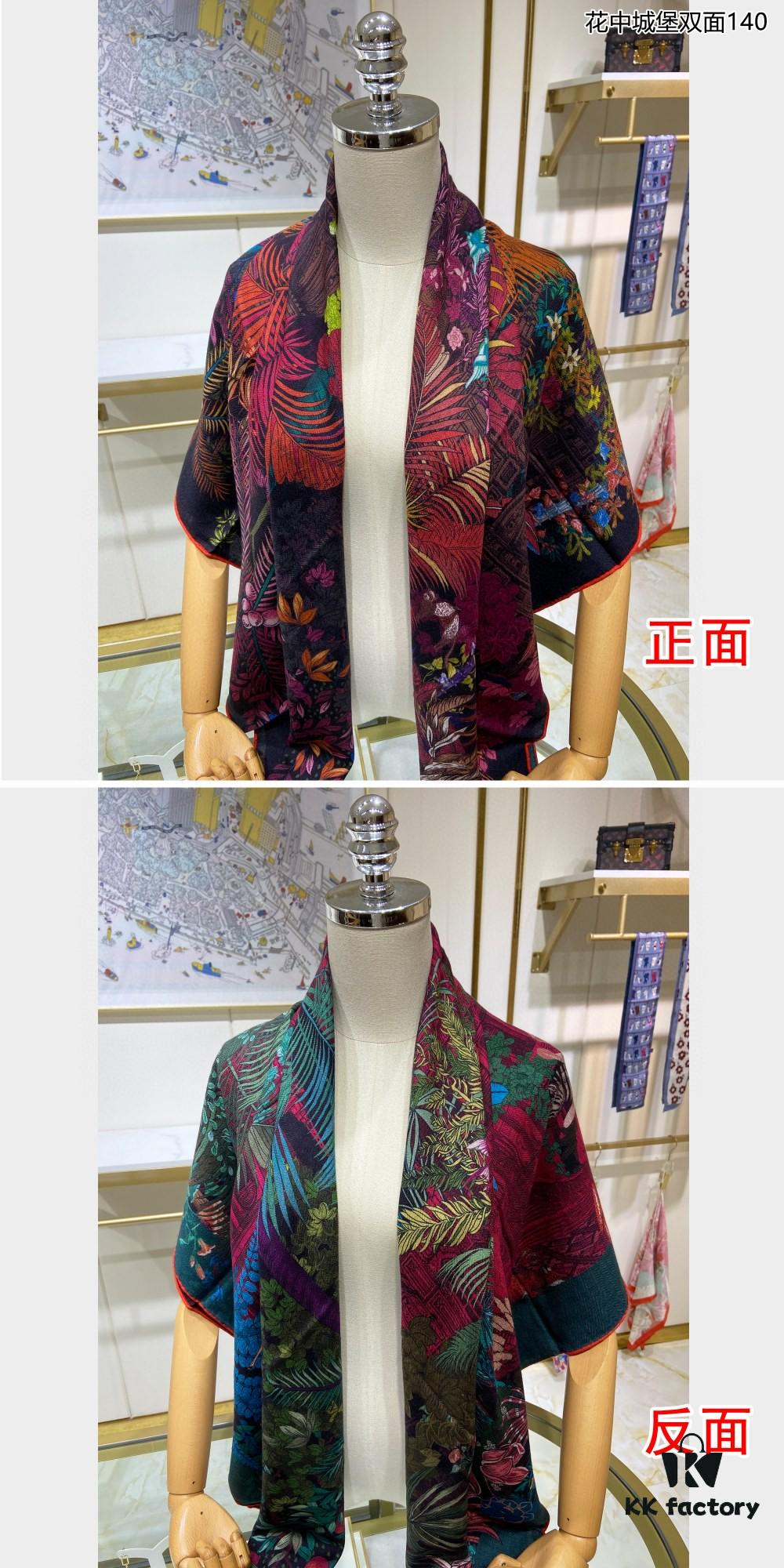 6931a93eccd8ab3d7af9da4a New Cashmere Scarf 🆕🏇🏇 Gorgeous Design Loved by All! 💕【Castle in the Flower Double-Sided 140】Cashmere Square Scarf, Two-Sided Dual Color, Top-Grade Craftsmanship, Exceptional Value! Perfect Gift 🎁💟