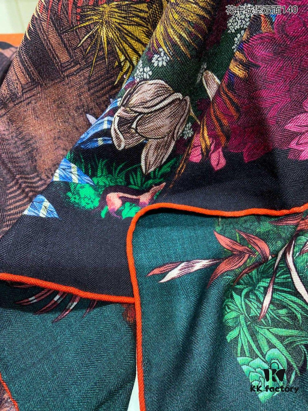 6931a93eccd8ab3d7af9da4c New Cashmere Scarf 🆕🏇🏇 Gorgeous Design Loved by All! 💕【Castle in the Flower Double-Sided 140】Cashmere Square Scarf, Two-Sided Dual Color, Top-Grade Craftsmanship, Exceptional Value! Perfect Gift 🎁💟