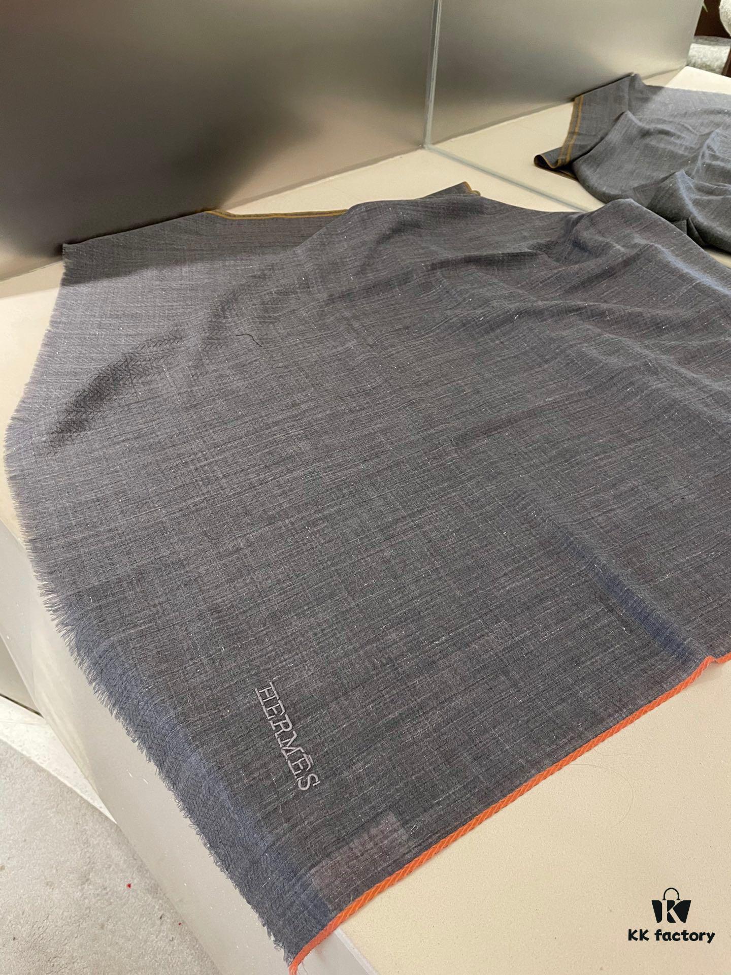 Hermès-style Luxury Scarf with Metal Frame Design, Made from Kashmiri Cashmere
