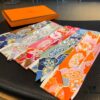 6931a944ccd8ab3d7af9daa9 New Arrival, 'Bingata' Red Pattern Dyed Hermès Heavyweight Twill Silk Twilly Scarf, Authentic Edition, Counter Synchronized