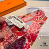 6931a944ccd8ab3d7af9daac New Arrival, 'Bingata' Red Pattern Dyed Hermès Heavyweight Twill Silk Twilly Scarf, Authentic Edition, Counter Synchronized