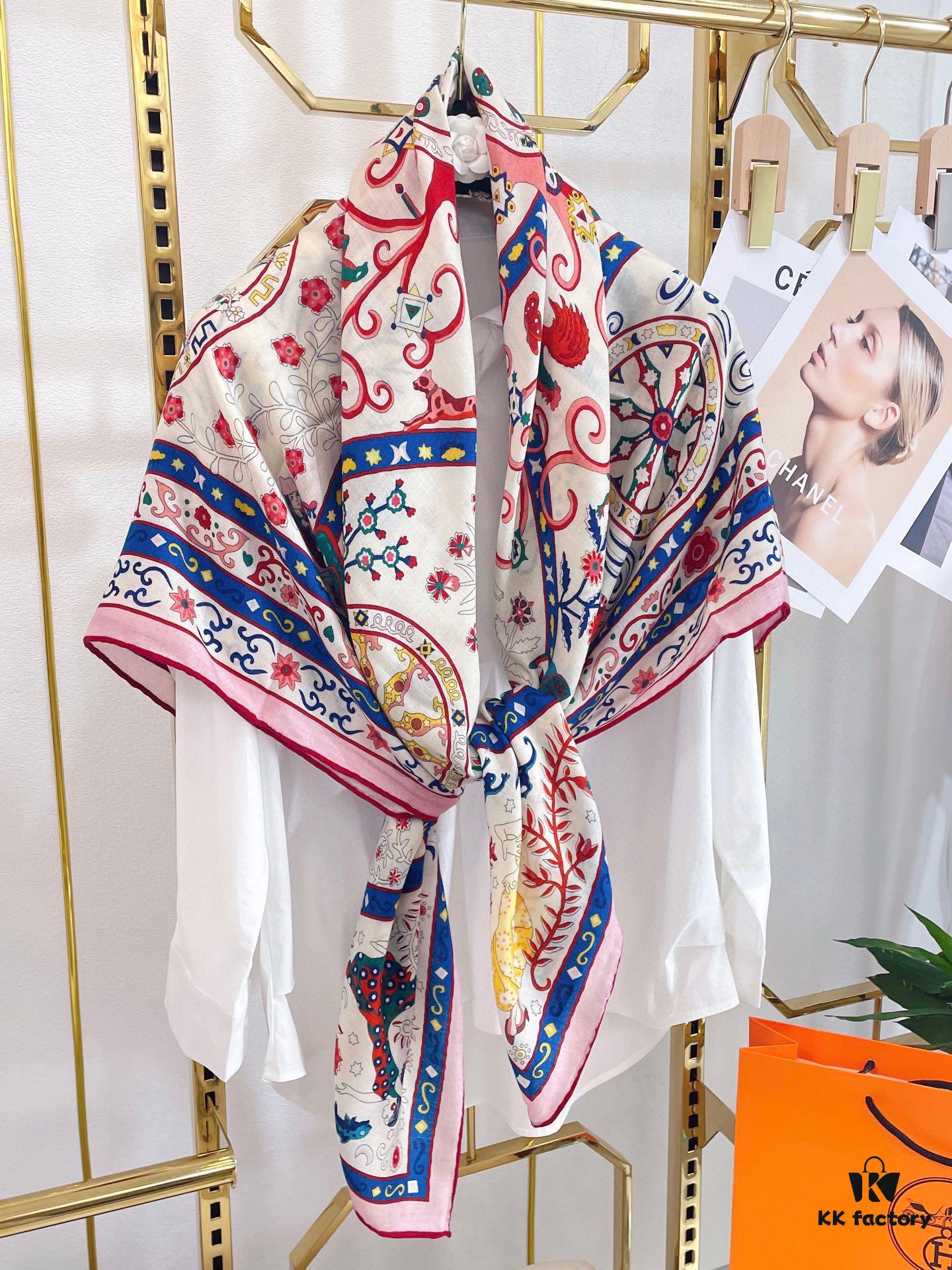 6931a945ccd8ab3d7af9dab3 Hermes Wind People Cashmere Scarf - Top Craftsmanship, 70% Cashmere + 30% Silk, 140cm x 140cm