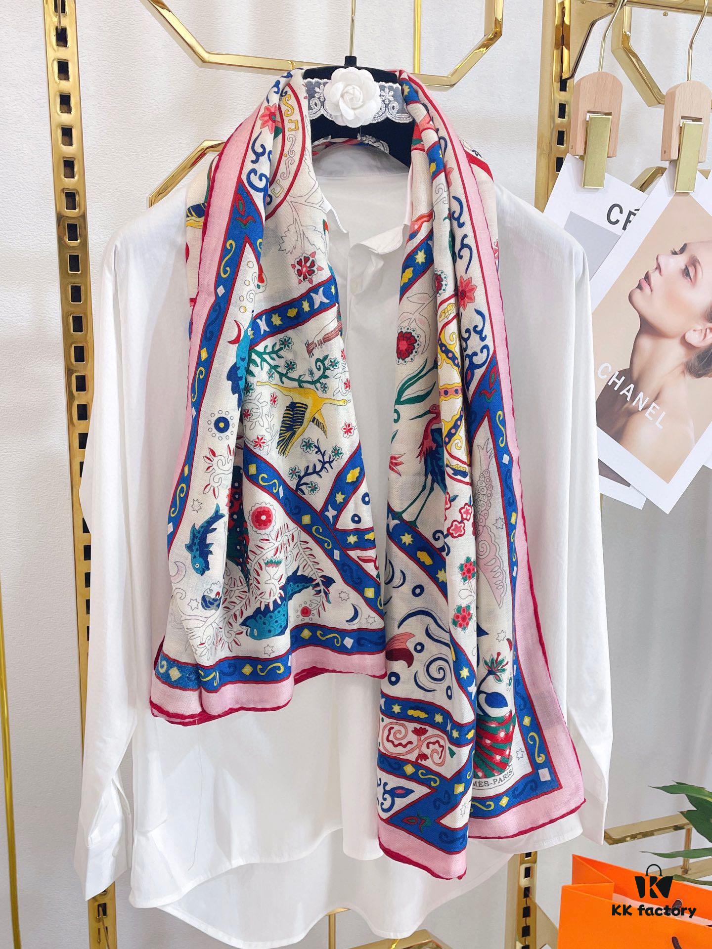 6931a945ccd8ab3d7af9dab4 Hermes Wind People Cashmere Scarf - Top Craftsmanship, 70% Cashmere + 30% Silk, 140cm x 140cm