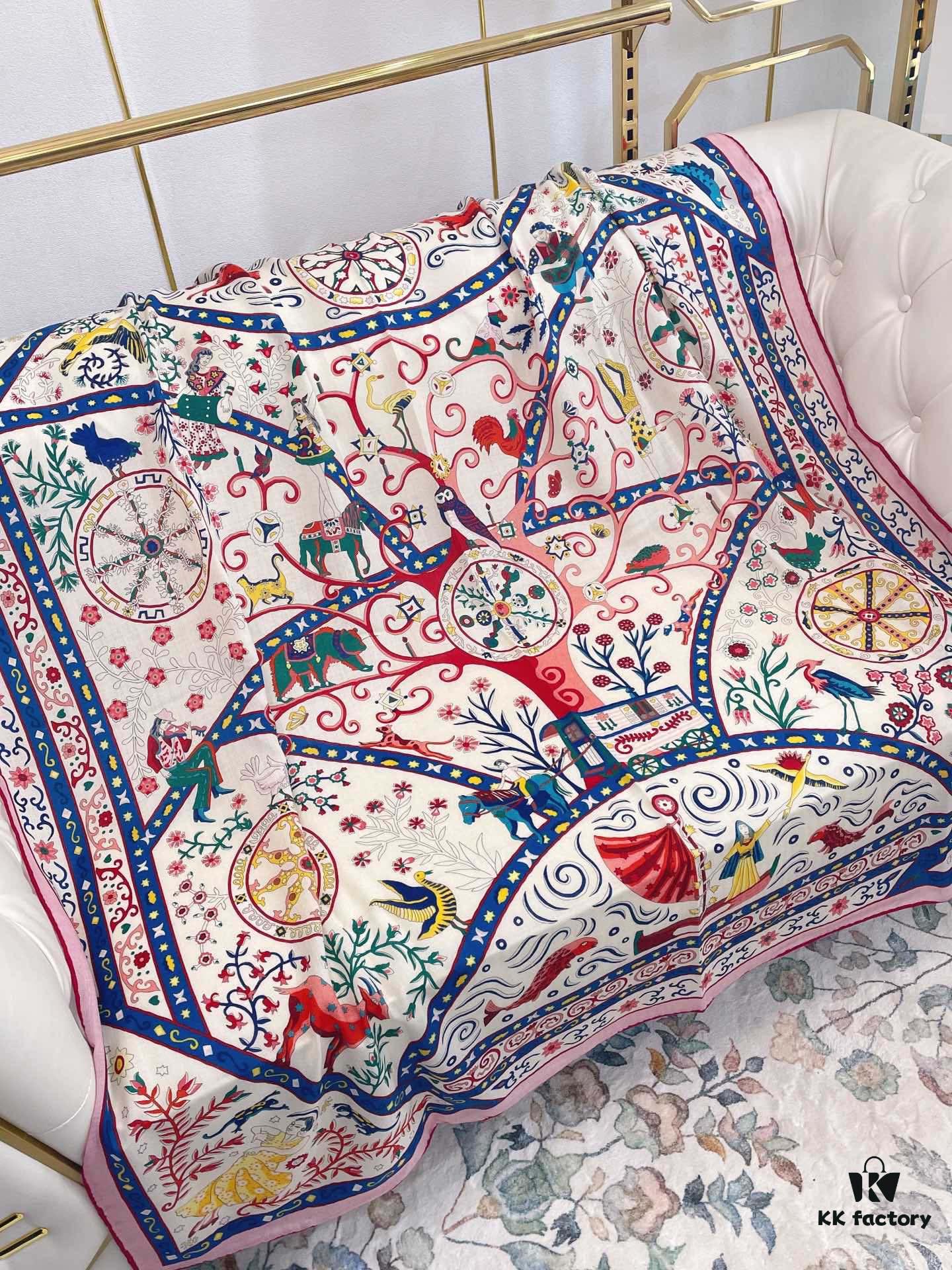 6931a945ccd8ab3d7af9dab8 Hermes Wind People Cashmere Scarf - Top Craftsmanship, 70% Cashmere + 30% Silk, 140cm x 140cm