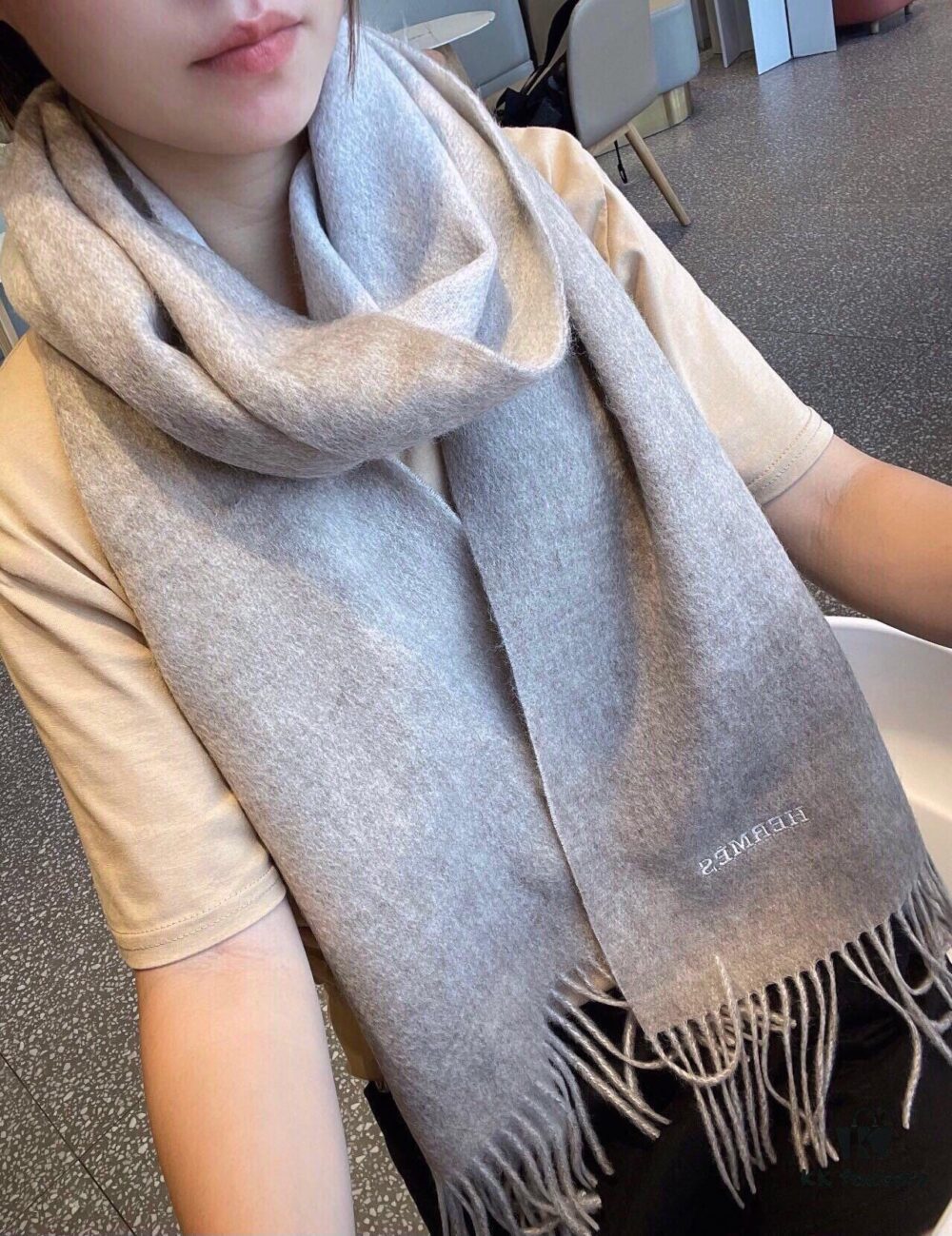 6931a946ccd8ab3d7af9dac2 Hermes · Hermès Paris Fashion Show Business Unisex Double-Sided Cashmere Shawl