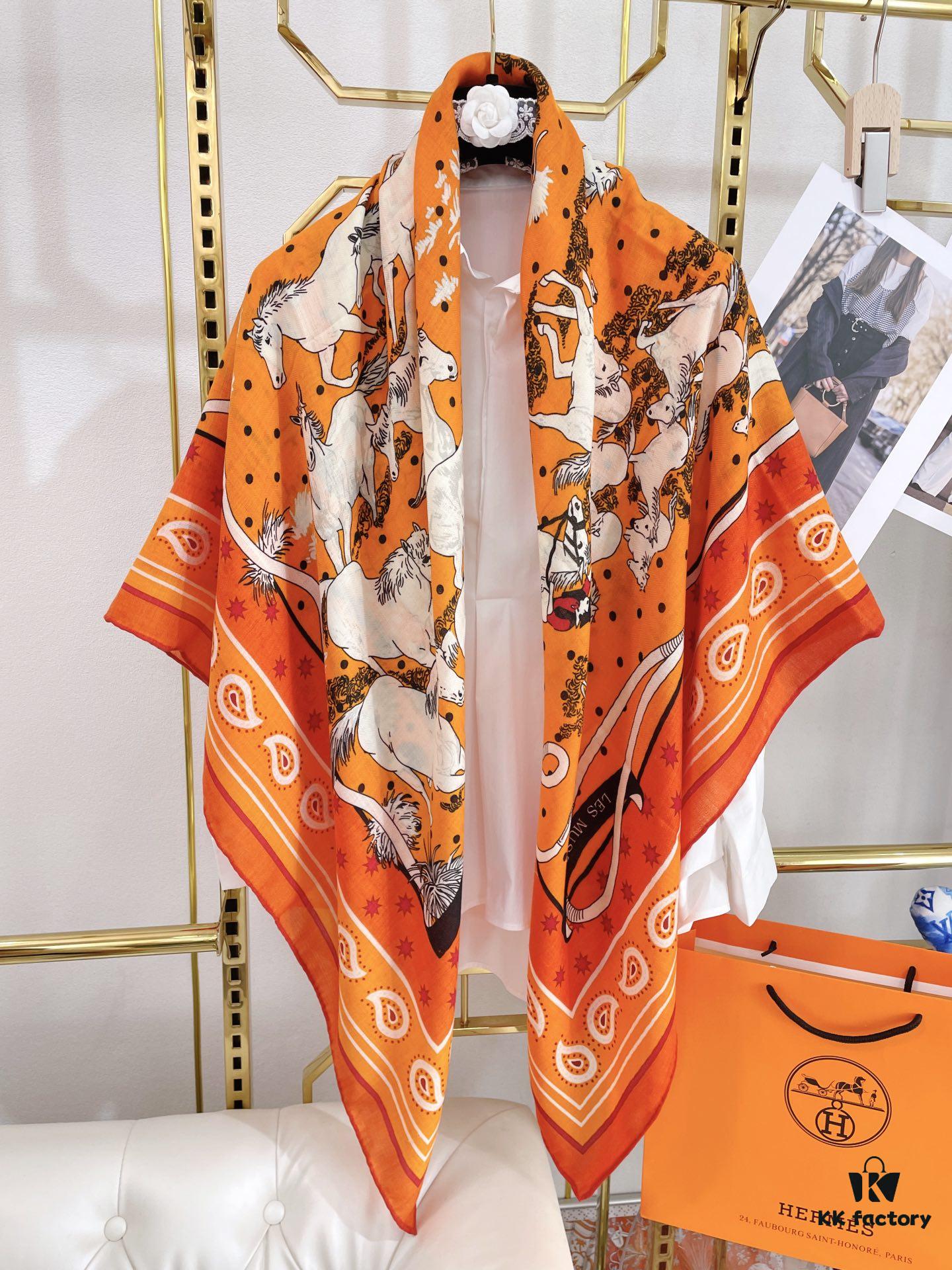 Chic New Arrival! [Galloping Horse 140] Cashmere Scarf – 70% Cashmere + 30% Silk, Luxurious Craftsmanship, Elegant 3D Pattern, Premium Quality at an Unbeatable Value