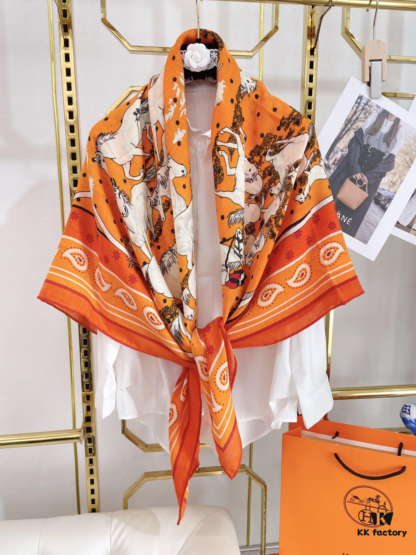 Chic New Arrival! [Galloping Horse 140] Cashmere Scarf – 70% Cashmere + 30% Silk, Luxurious Craftsmanship, Elegant 3D Pattern, Premium Quality at an Unbeatable Value
