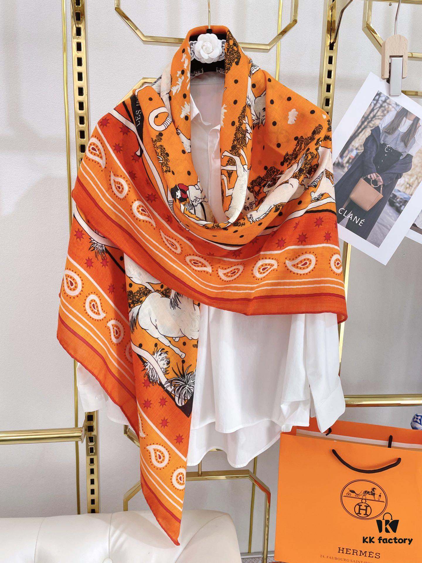 Chic New Arrival! [Galloping Horse 140] Cashmere Scarf – 70% Cashmere + 30% Silk, Luxurious Craftsmanship, Elegant 3D Pattern, Premium Quality at an Unbeatable Value
