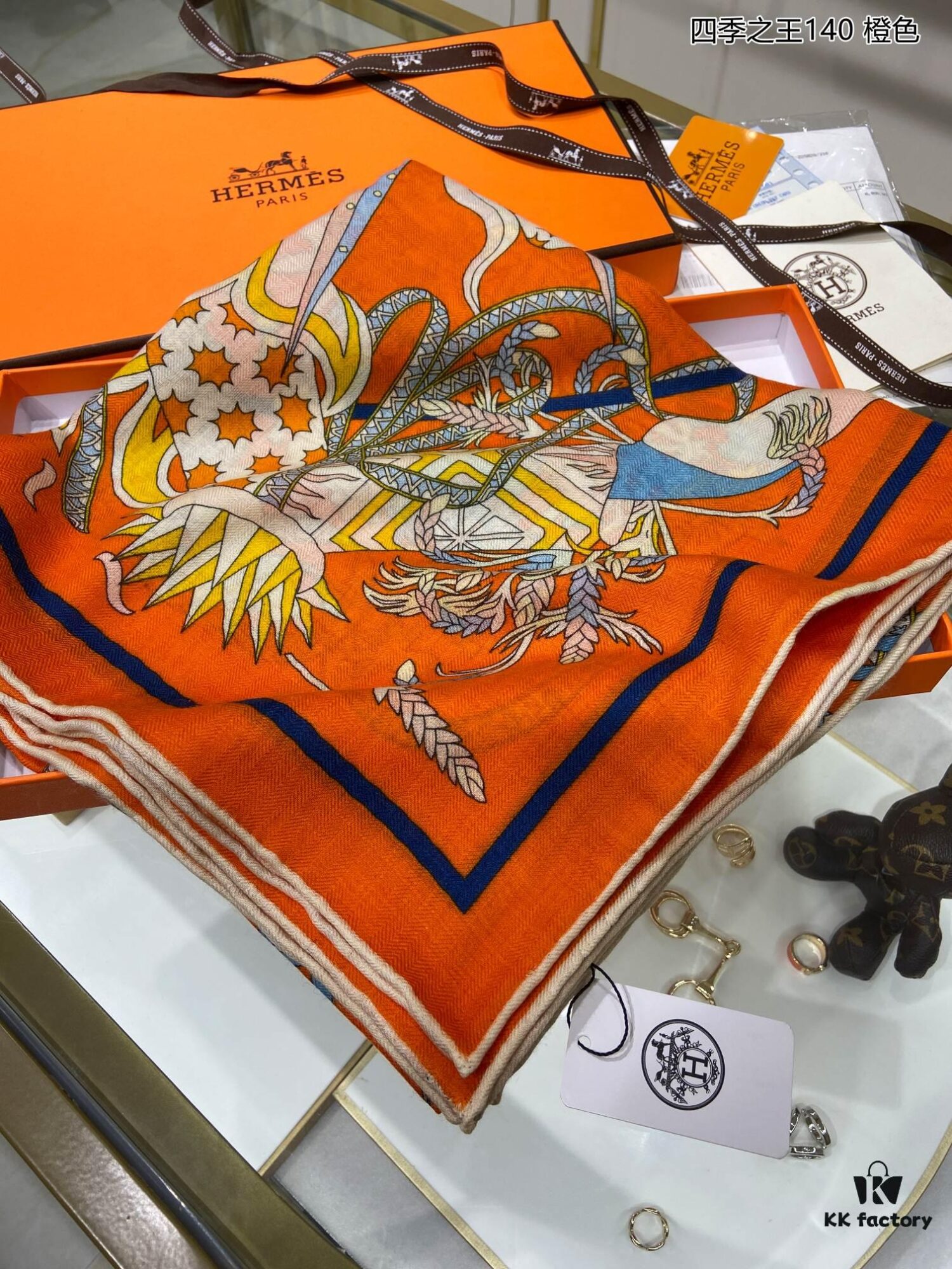 6931a948ccd8ab3d7af9dae9 Four Seasons King 140 Cashmere Scarf - Hermes Counter Hit, 70% Cashmere + 30% Silk, 140cm x 140cm