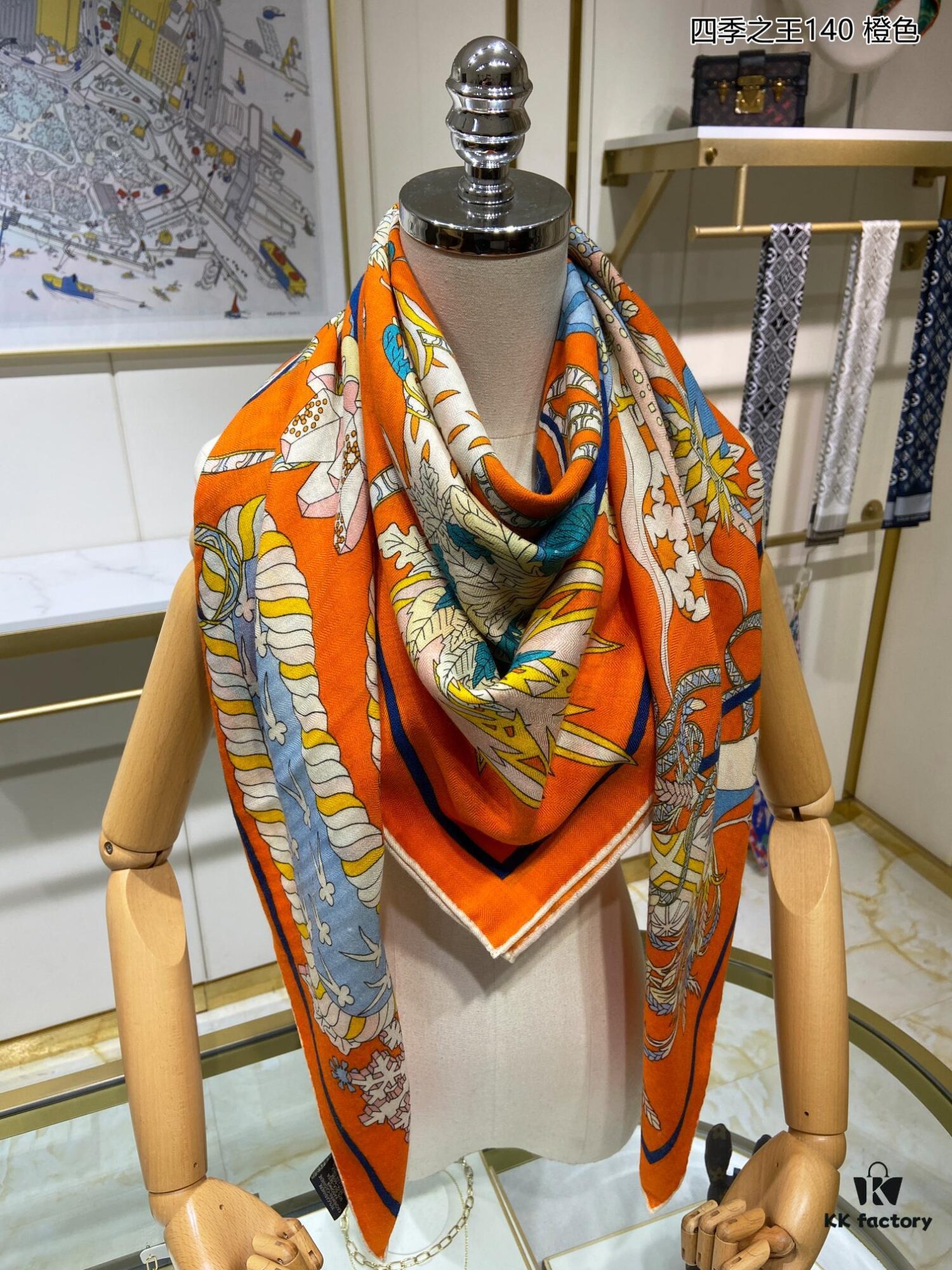 6931a948ccd8ab3d7af9daeb Four Seasons King 140 Cashmere Scarf - Hermes Counter Hit, 70% Cashmere + 30% Silk, 140cm x 140cm