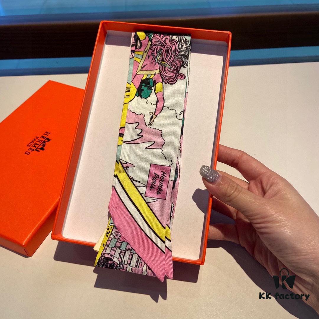 6931a94dccd8ab3d7af9db3a Hermès WOW Silk Hair Band - Dual-Sided Design, 100% Twill Silk, Scarf for Neck, Wrist, Waist or Bag Accessory