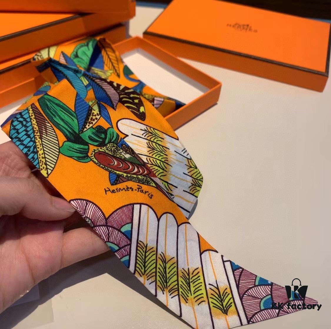 6931a952ccd8ab3d7af9db82 Hermes Branch Song Small Silk Scarf with Packaging, Soft and Skin-Friendly, Stylish Design, Multi-Purpose Use as Hairband, Bag Accessory, or Neck Ribbon, 85×6cm Fringe