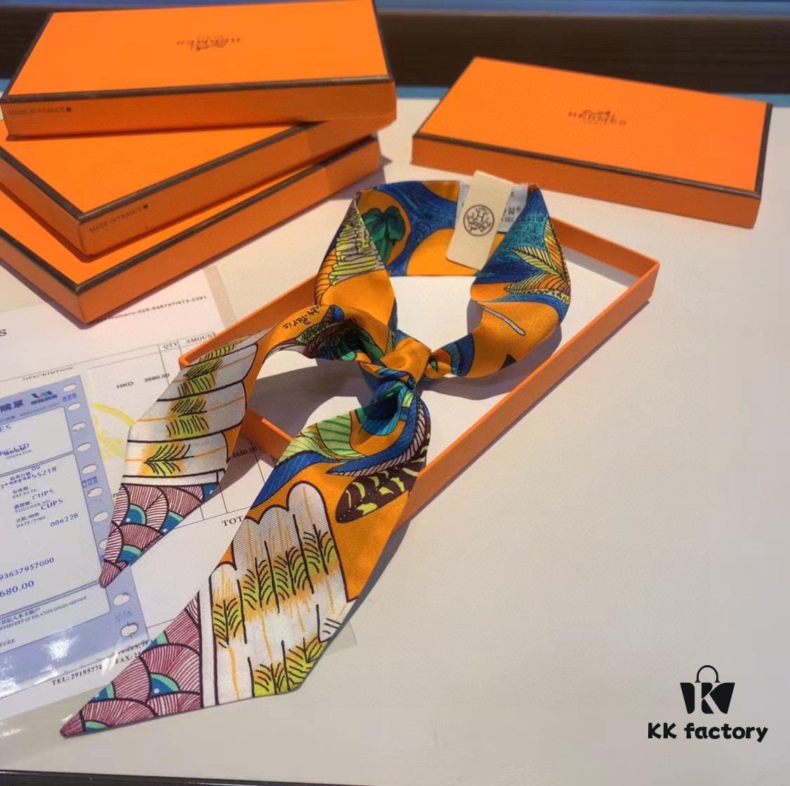 6931a952ccd8ab3d7af9db83 Hermes Branch Song Small Silk Scarf with Packaging, Soft and Skin-Friendly, Stylish Design, Multi-Purpose Use as Hairband, Bag Accessory, or Neck Ribbon, 85×6cm Fringe