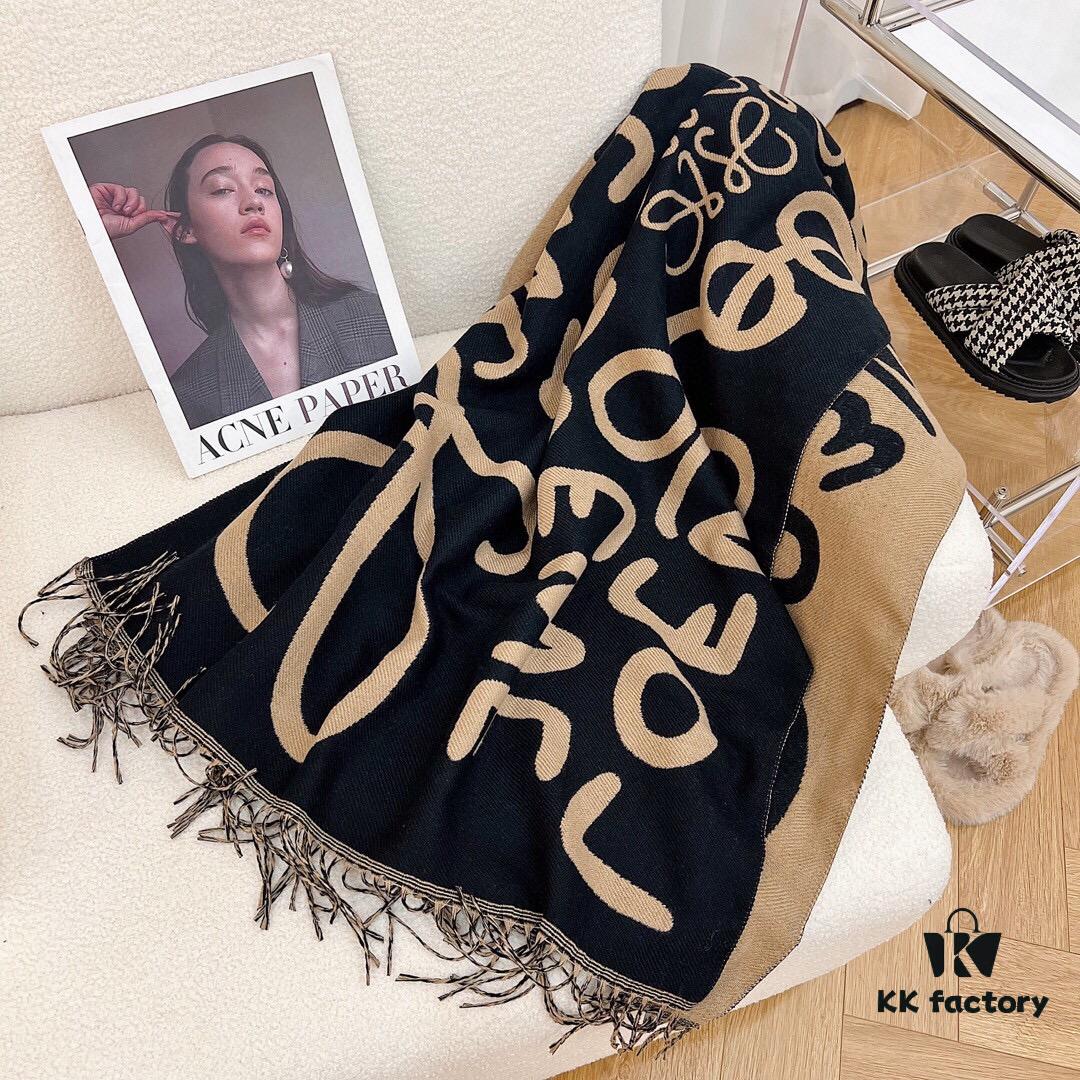 Loewe 2022 Latest Graffiti Design Reversible Scarf Unisex