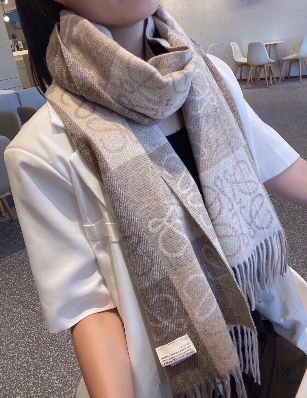 Loewe · Gradient Checkered Pattern Scarf